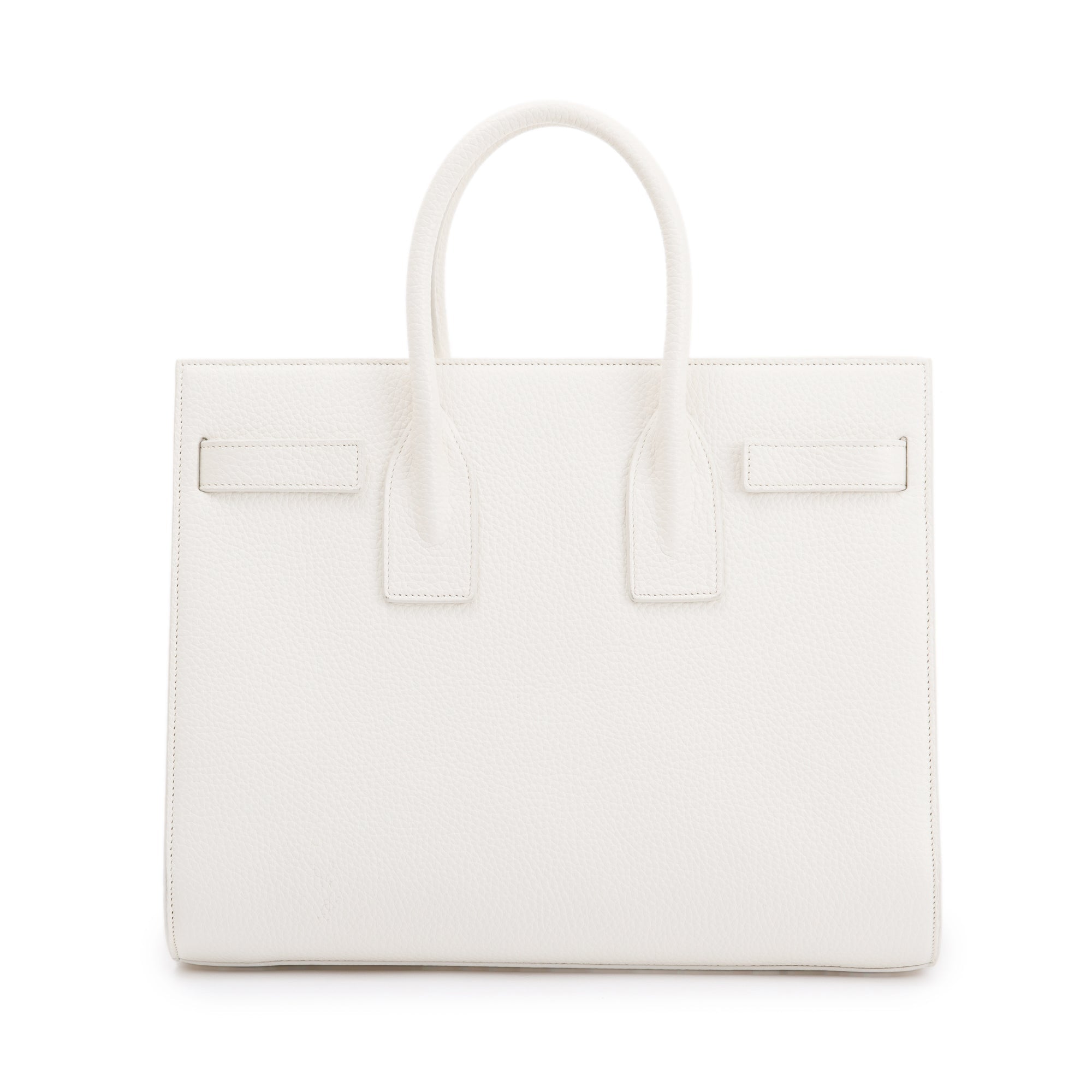 Saint Laurent White Grained Calfskin Small Sac De Jour w/ Strap