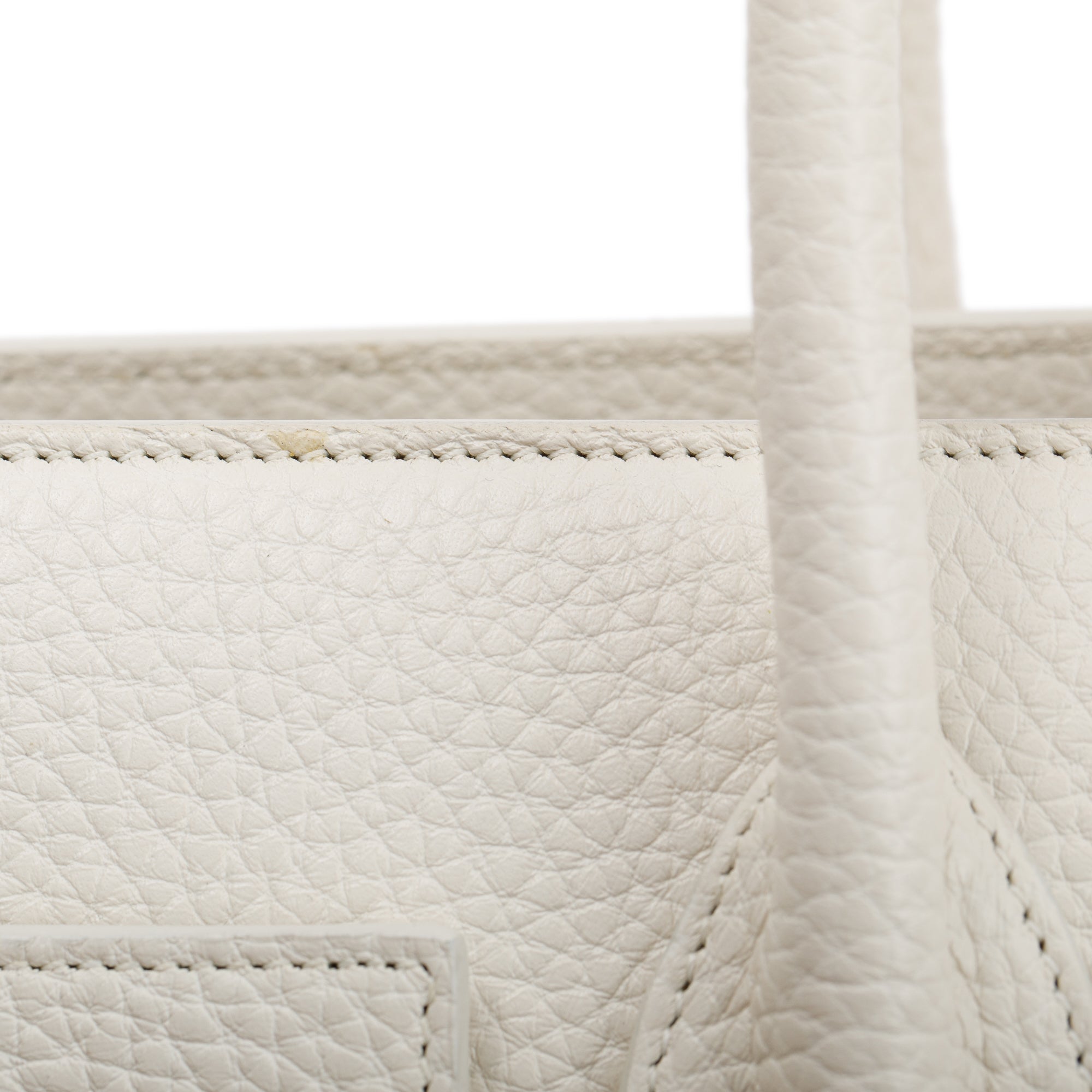 Saint Laurent White Grained Calfskin Small Sac De Jour w/ Strap