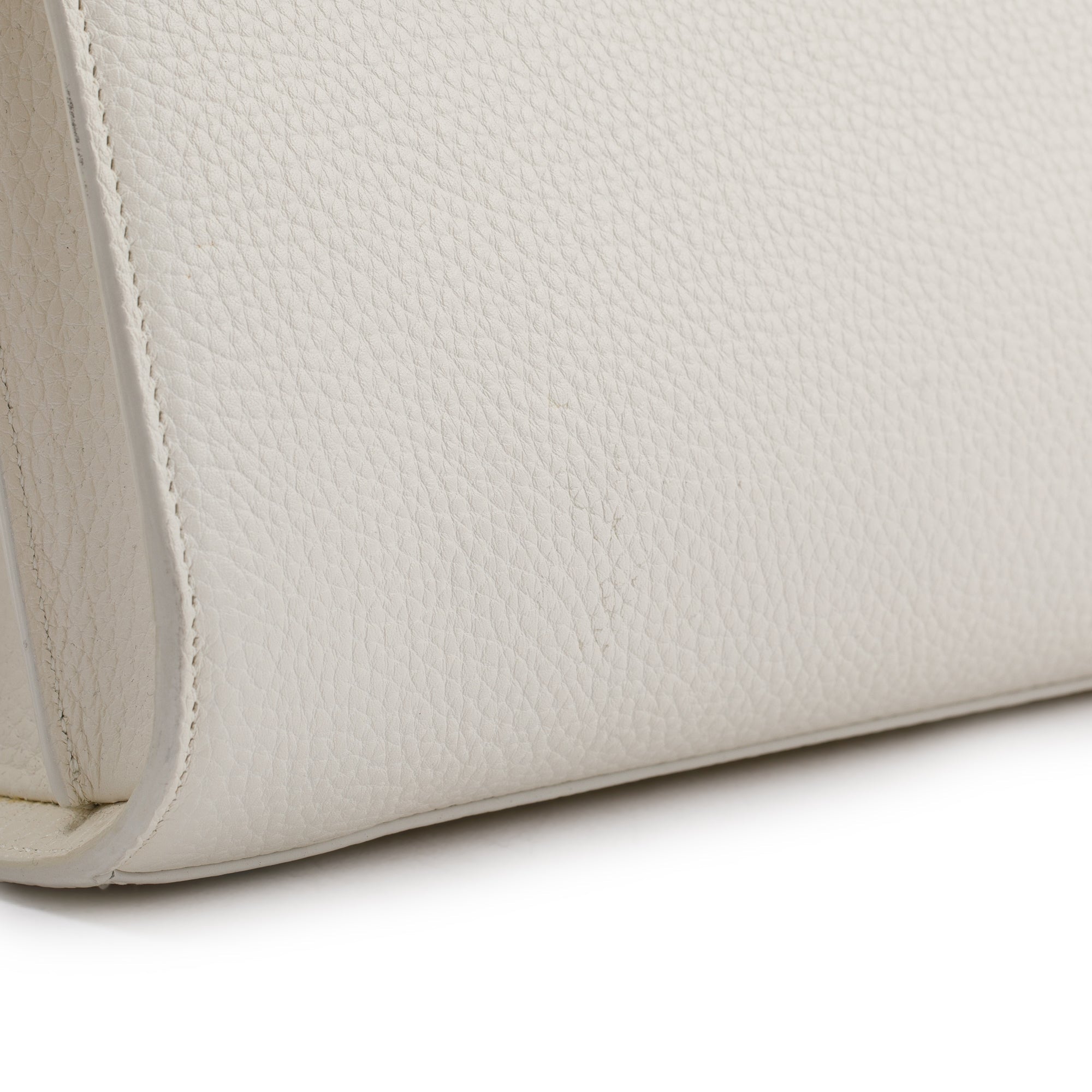 Saint Laurent White Grained Calfskin Small Sac De Jour w/ Strap