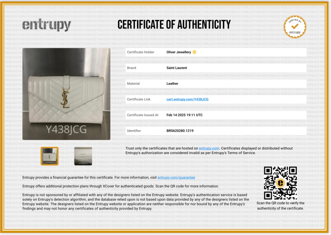 Saint Laurent White Mix Matelasse Grain De Poudre Leather Envelope Chain Wallet