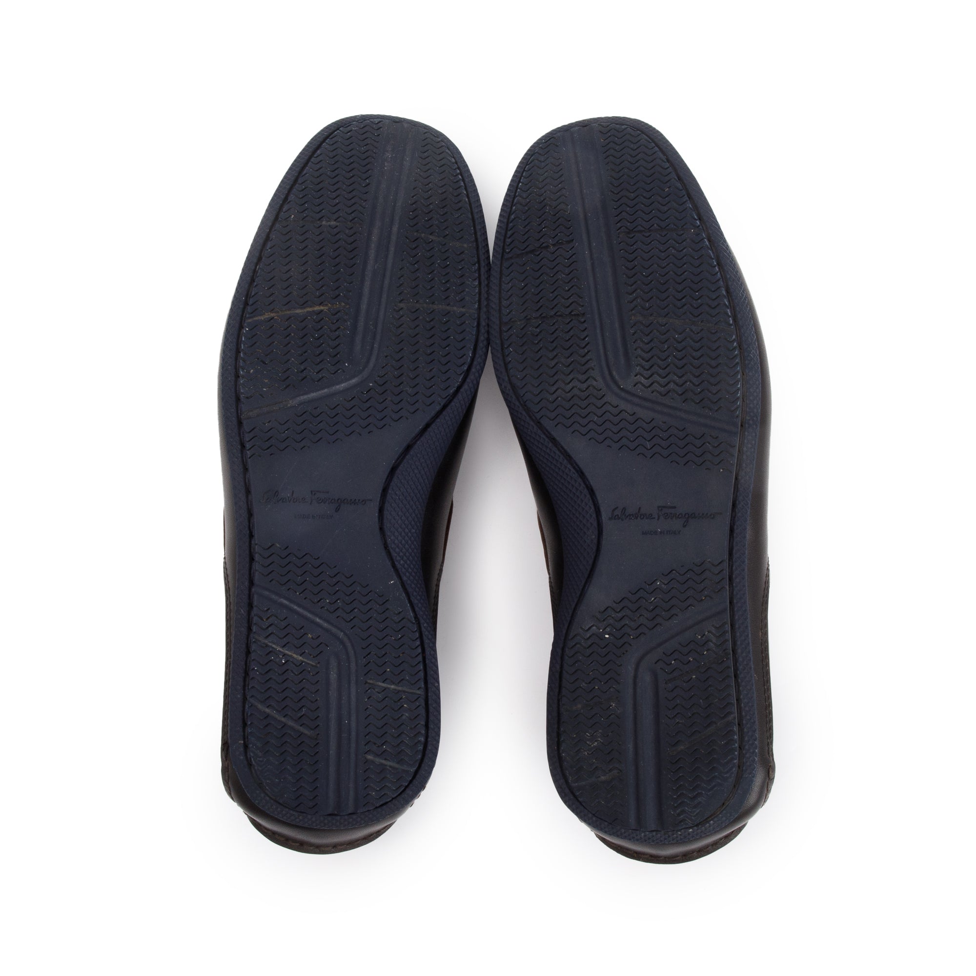 Salvatore Ferragamo Brown Leather Boat Shoes, Size 7