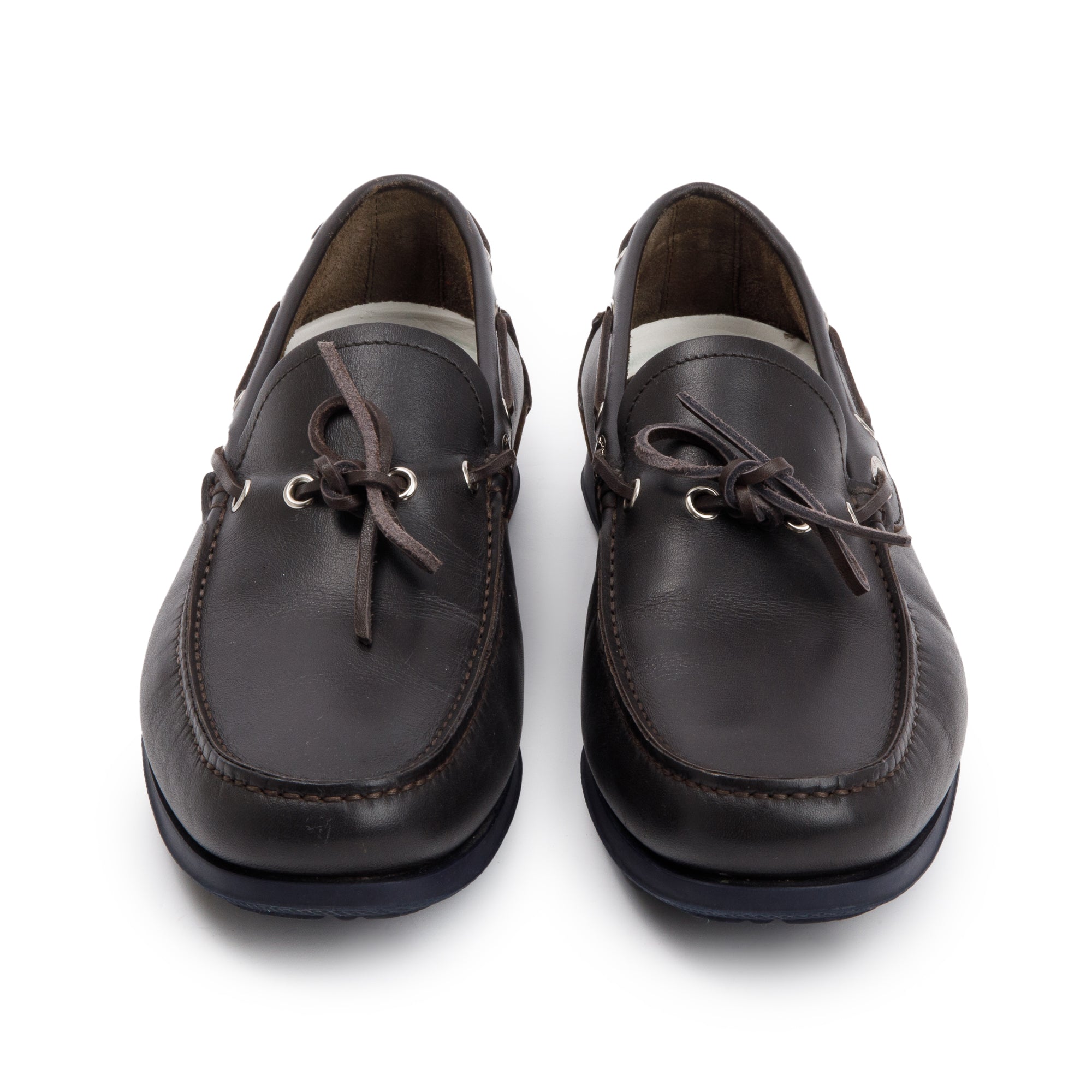 Salvatore Ferragamo Brown Leather Boat Shoes, Size 7