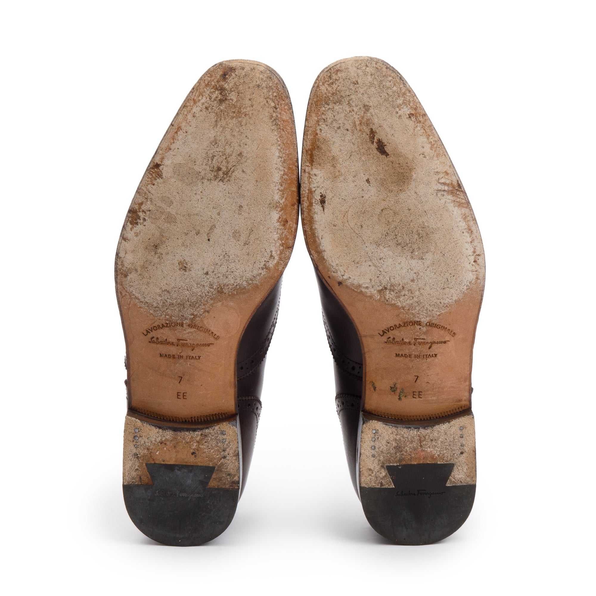 Salvatore Ferragamo Brown Leather Oxford Brogues, Size 7