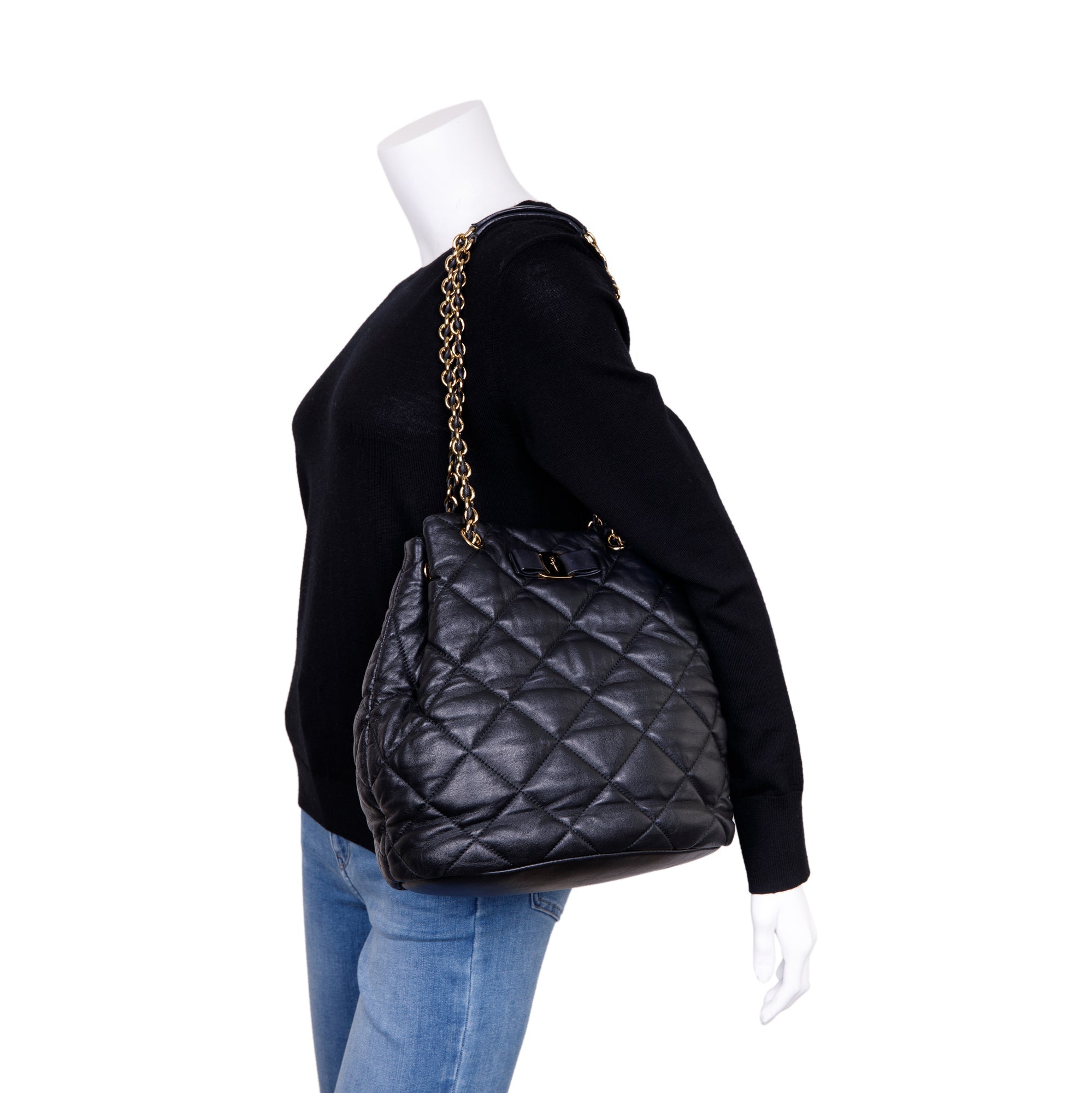 Salvatore Ferragamo Genny Quilted Bucket Bag