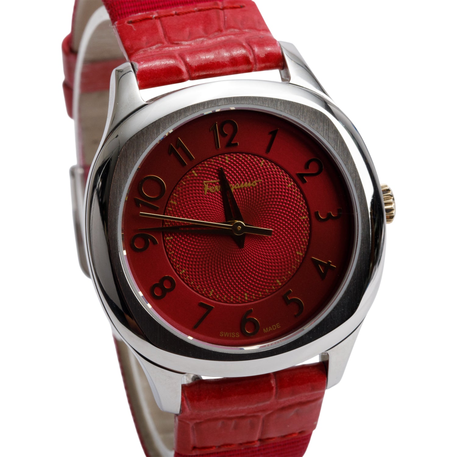 Salvatore Ferragamo Stainless Steel F42 36 MM Quartz Watch Pink Dial w/ Box