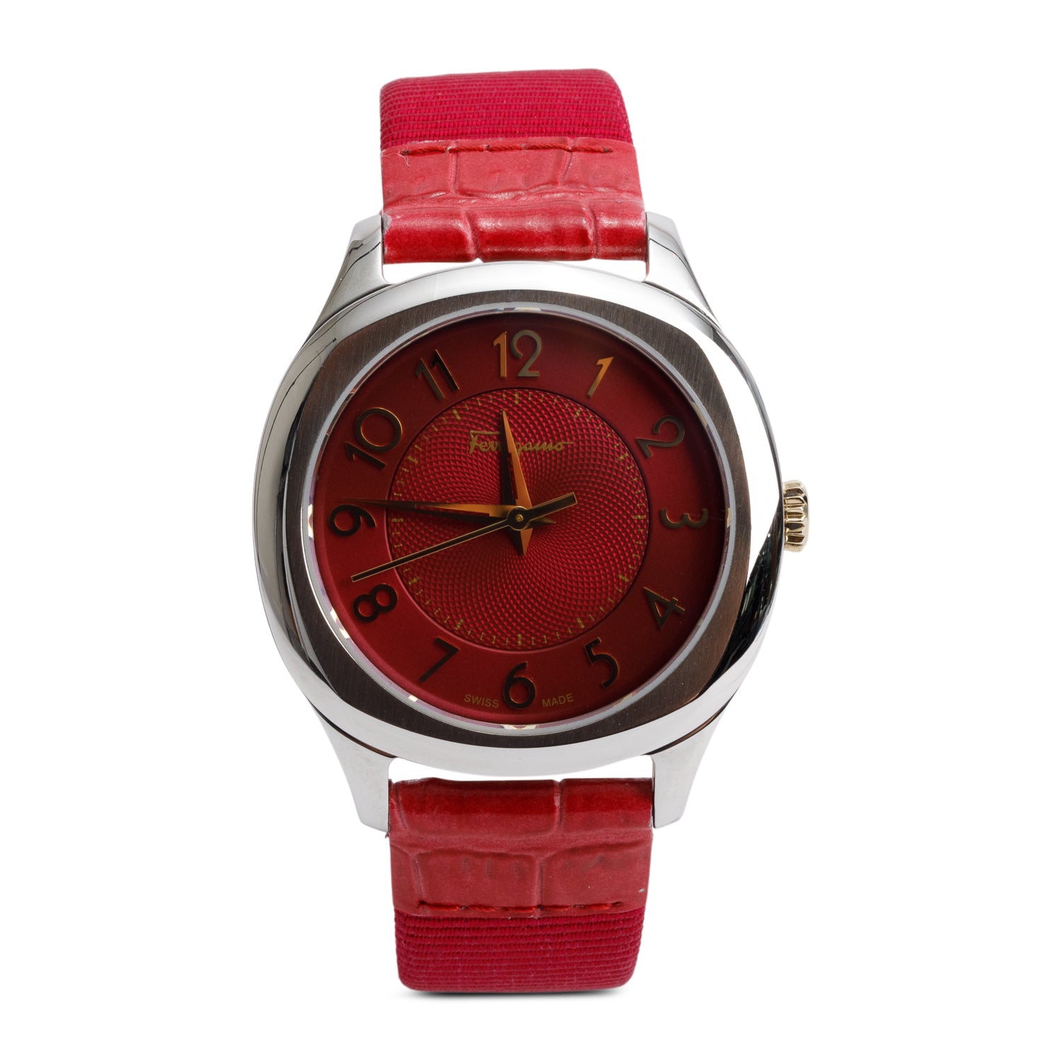 Salvatore Ferragamo Stainless Steel F42 36 MM Quartz Watch Pink Dial w/ Box