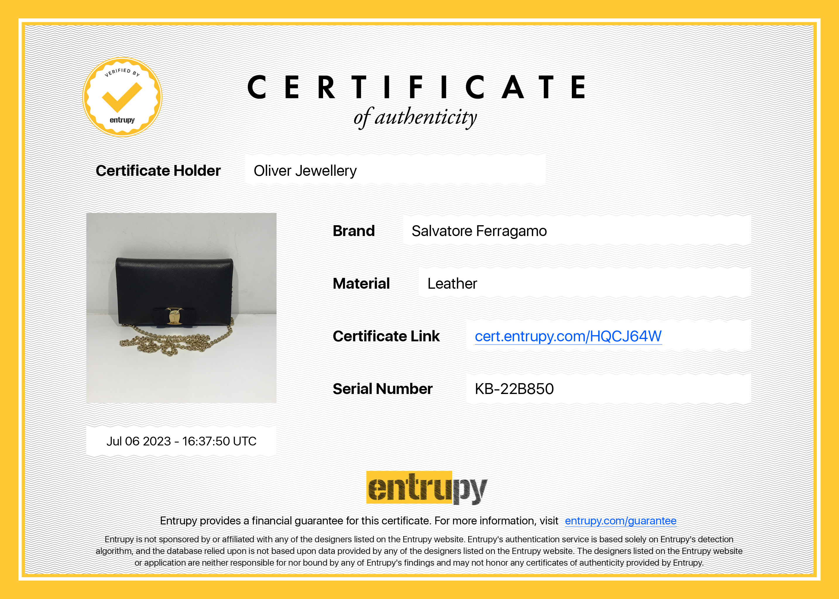 Salvatore Ferragamo Vara Bow Wallet on Chain w/ Box