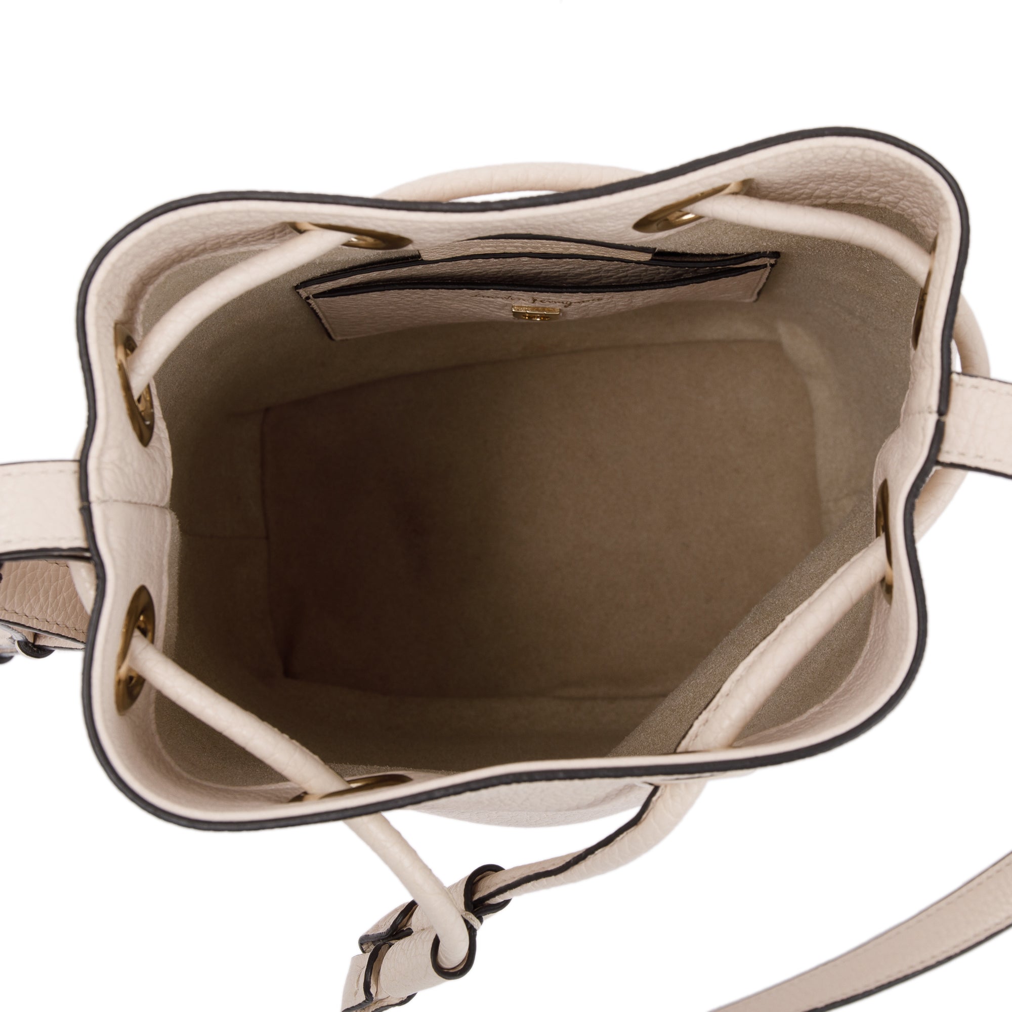Salvatore Ferragamo White Calfskin Leather Gancini Bucket Bag