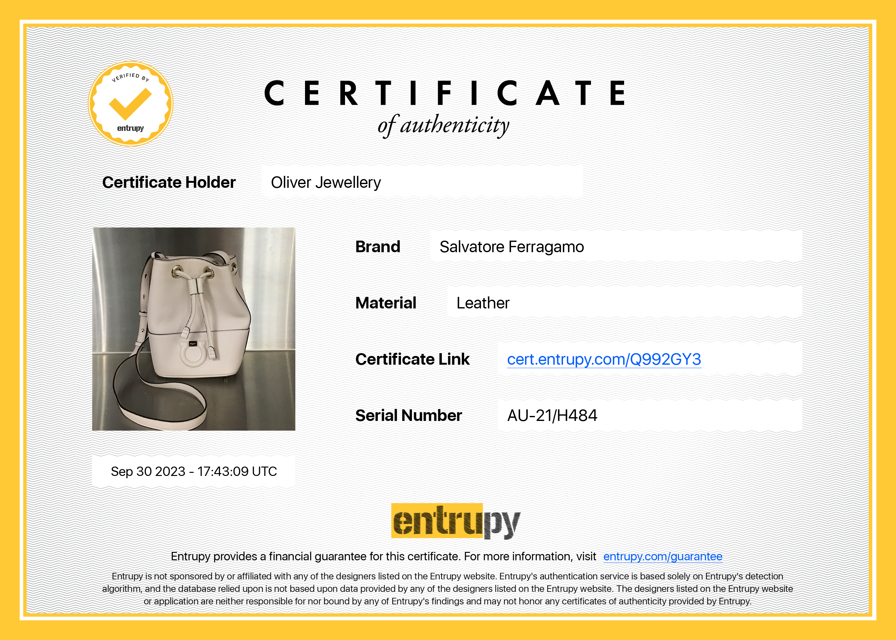 Salvatore Ferragamo White Calfskin Leather Gancini Bucket Bag