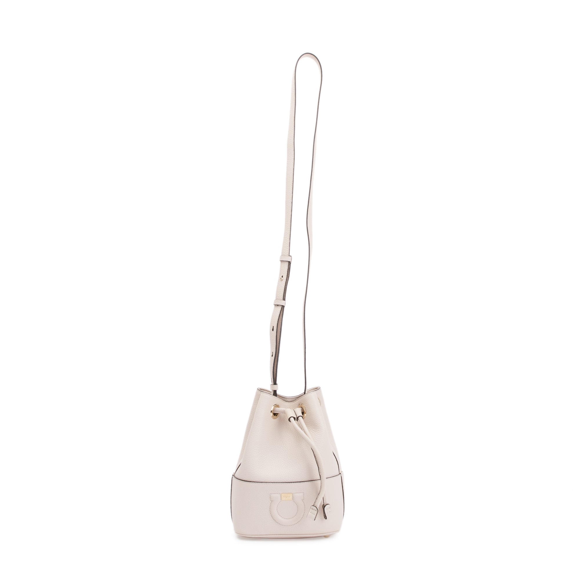 Salvatore Ferragamo White Calfskin Leather Gancini Bucket Bag