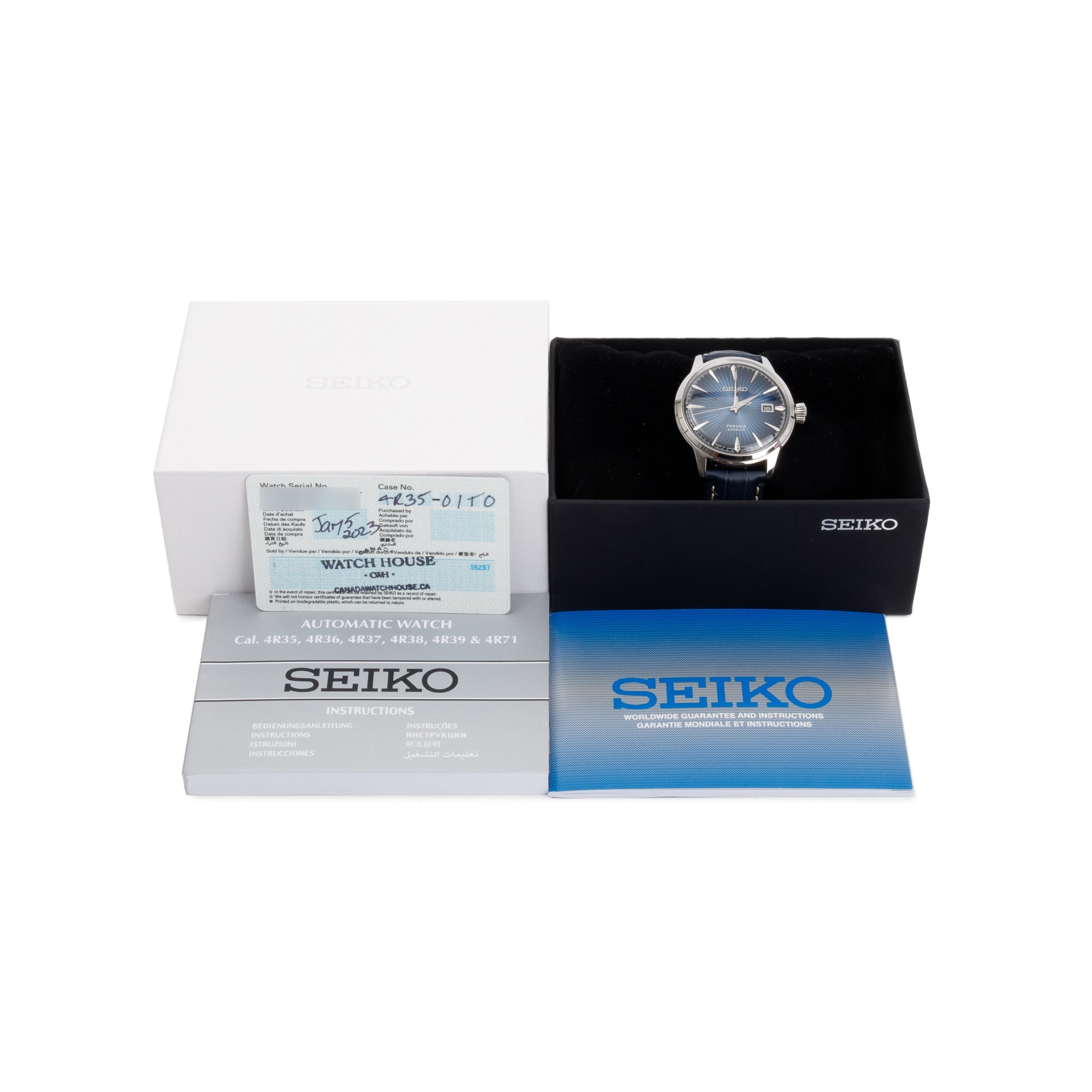 Seiko 2023 Stainless Steel Presage 40.5 MM Automatic Watch w/ Box, Papers & Extra Strap