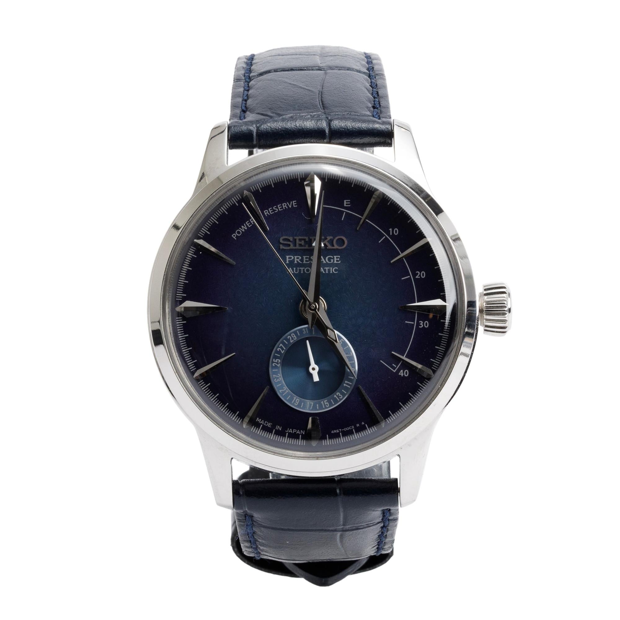 Seiko Limited Edition Stainless Steel Presage Starlight 40 MM Automatic Watch Blue Dial w/ Papers