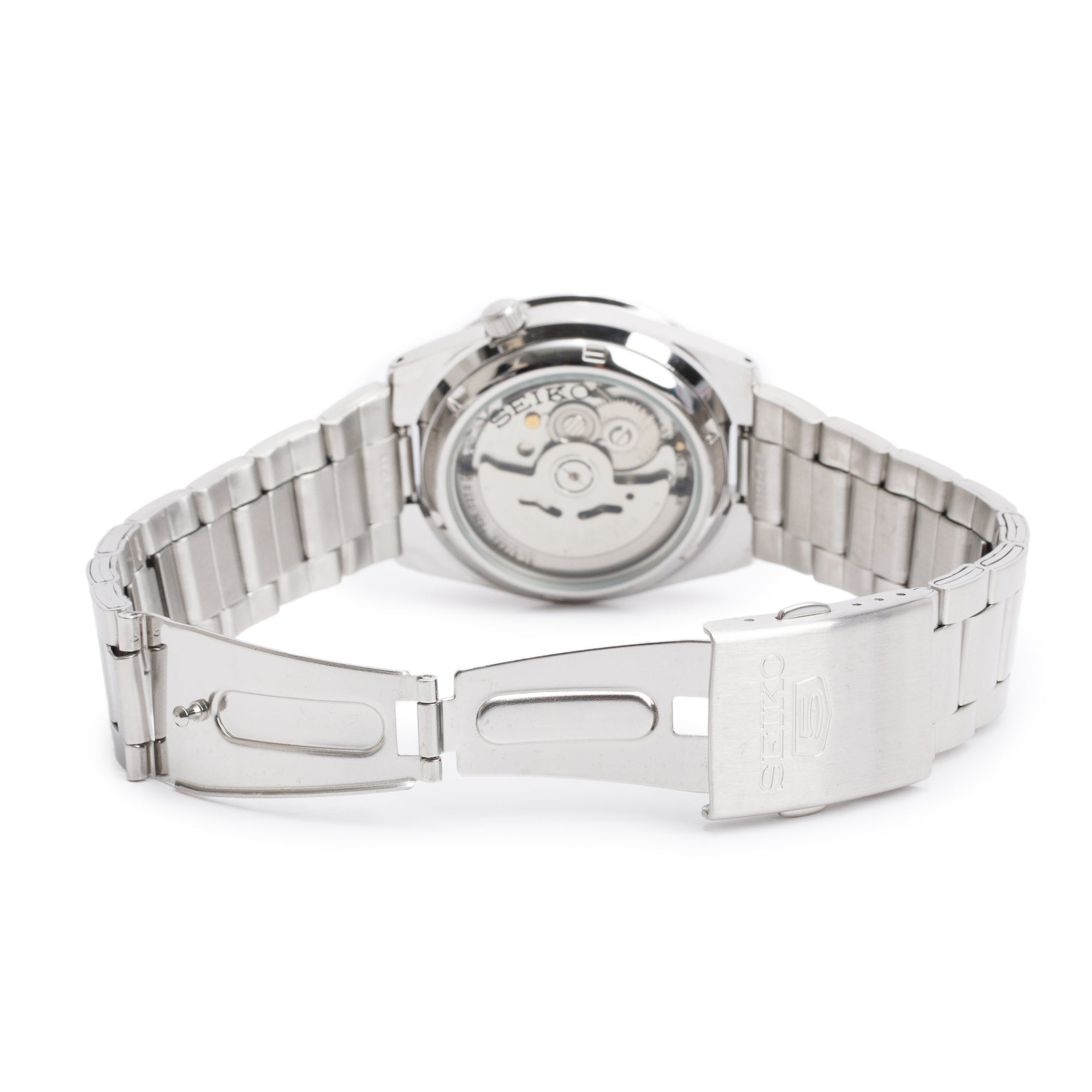 Seiko Stainless Steel 5 36.5 MM Automatic Watch White Dial w/ Box & Papers