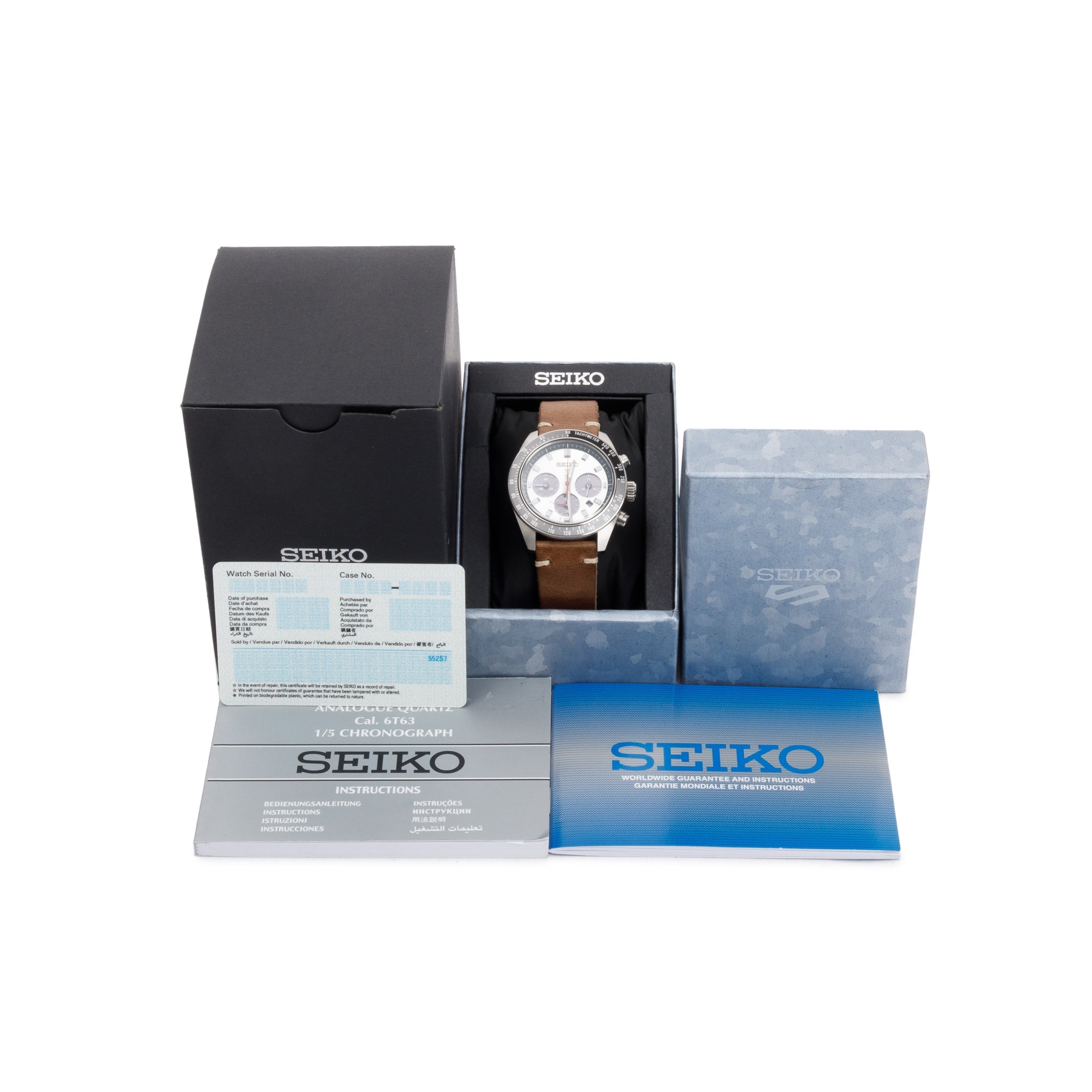 Seiko Stainless Steel Prospex Speedtimer 41.4 MM Solar Chronograph Watch w/ Box, Papers & Extra Strap