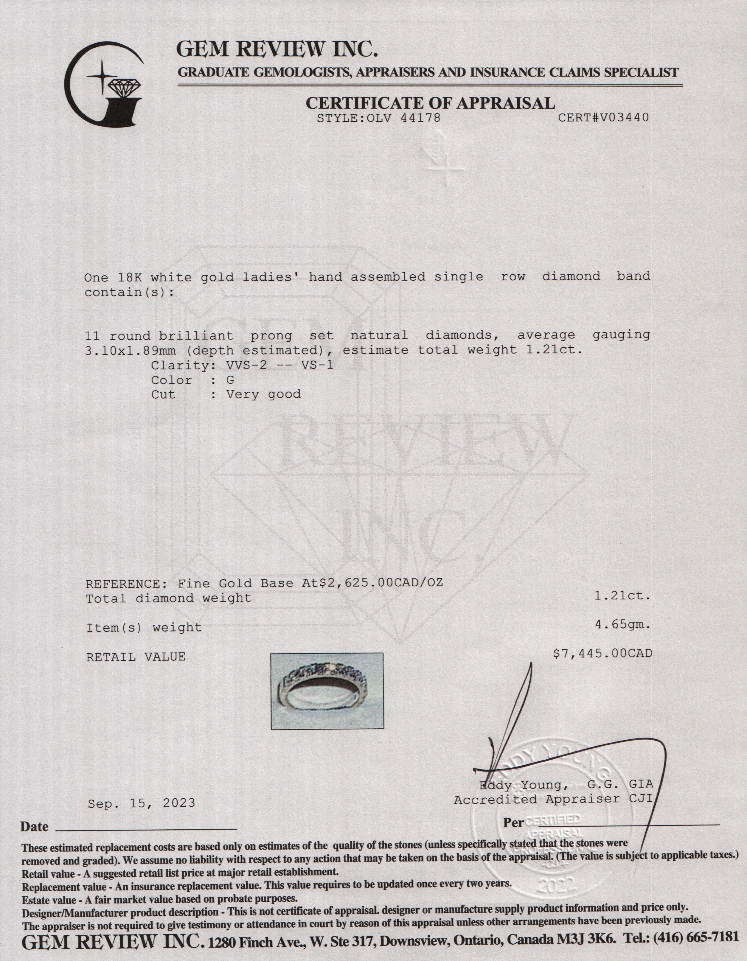 18k White Gold Diamond Band Ring