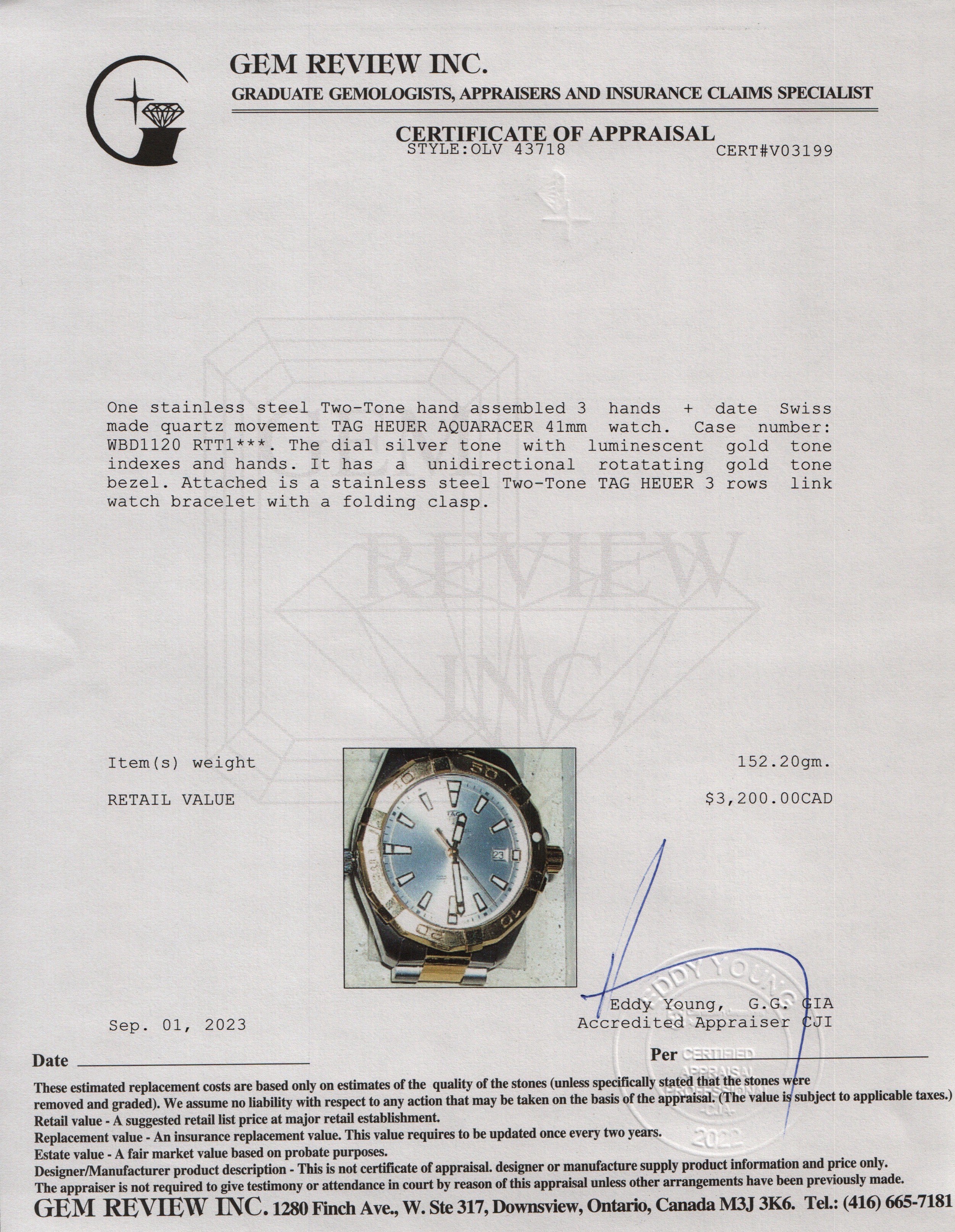 Tag Heuer 2022 Two-Tone Aquaracer 41 MM Watch