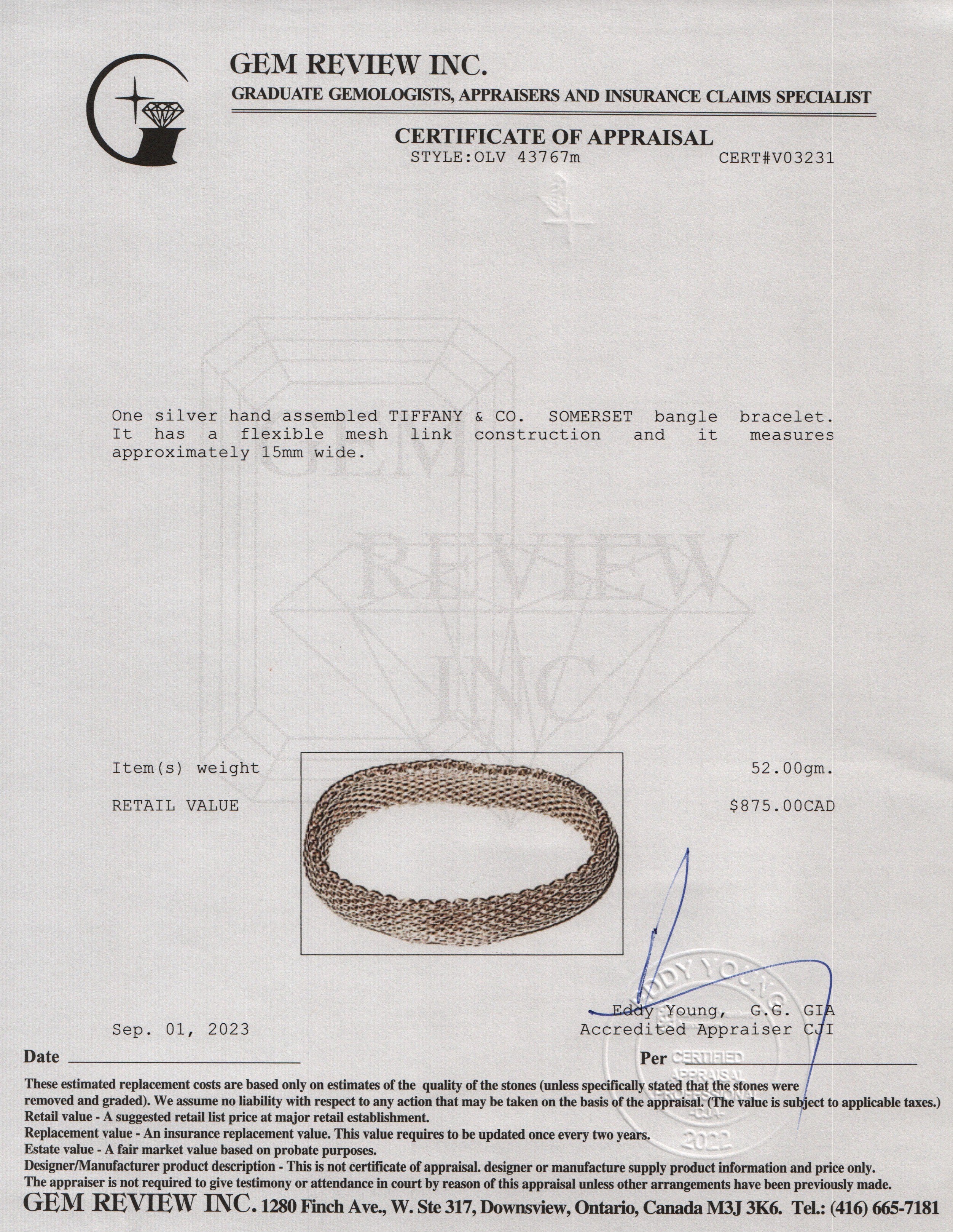 Tiffany & Co. Sterling Silver Somerset Bangle