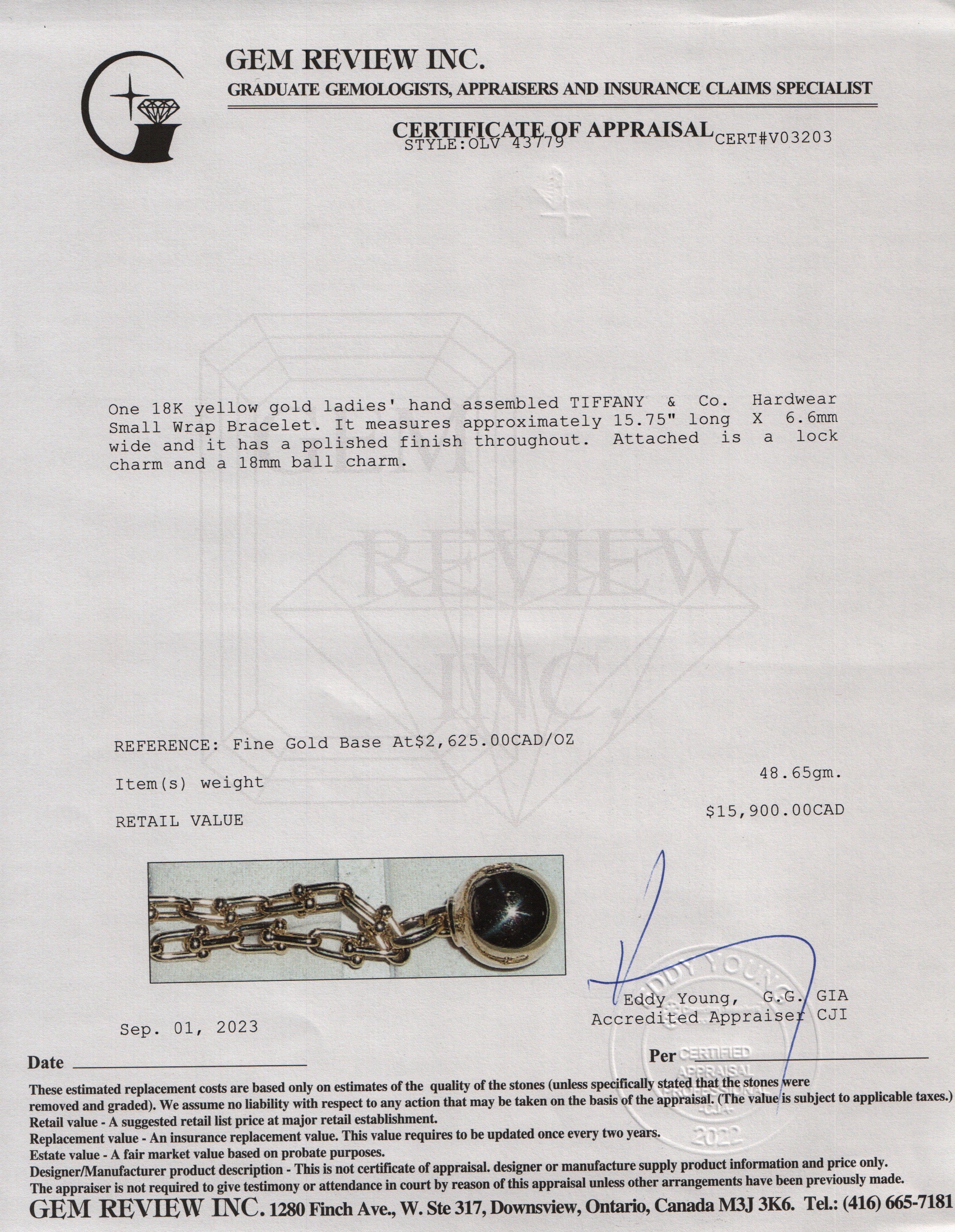 Tiffany & Co. 18k Yellow Gold HardWear Small Wrap Bracelet