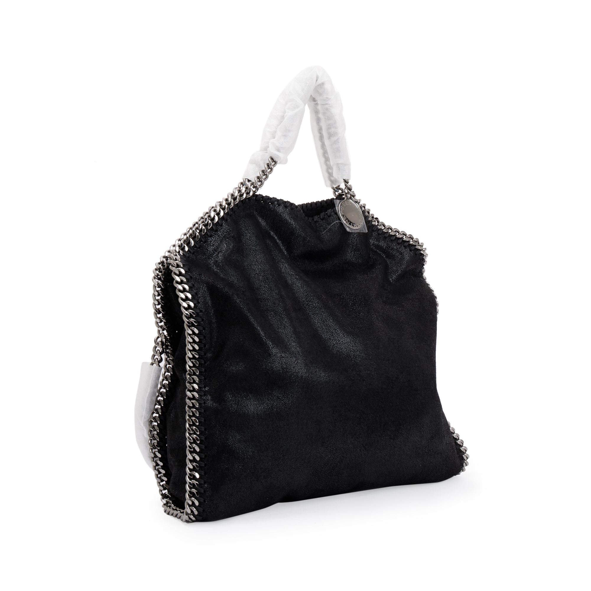 Stella McCartney Black Shaggy Deerskin Falabella Fold-Over Tote