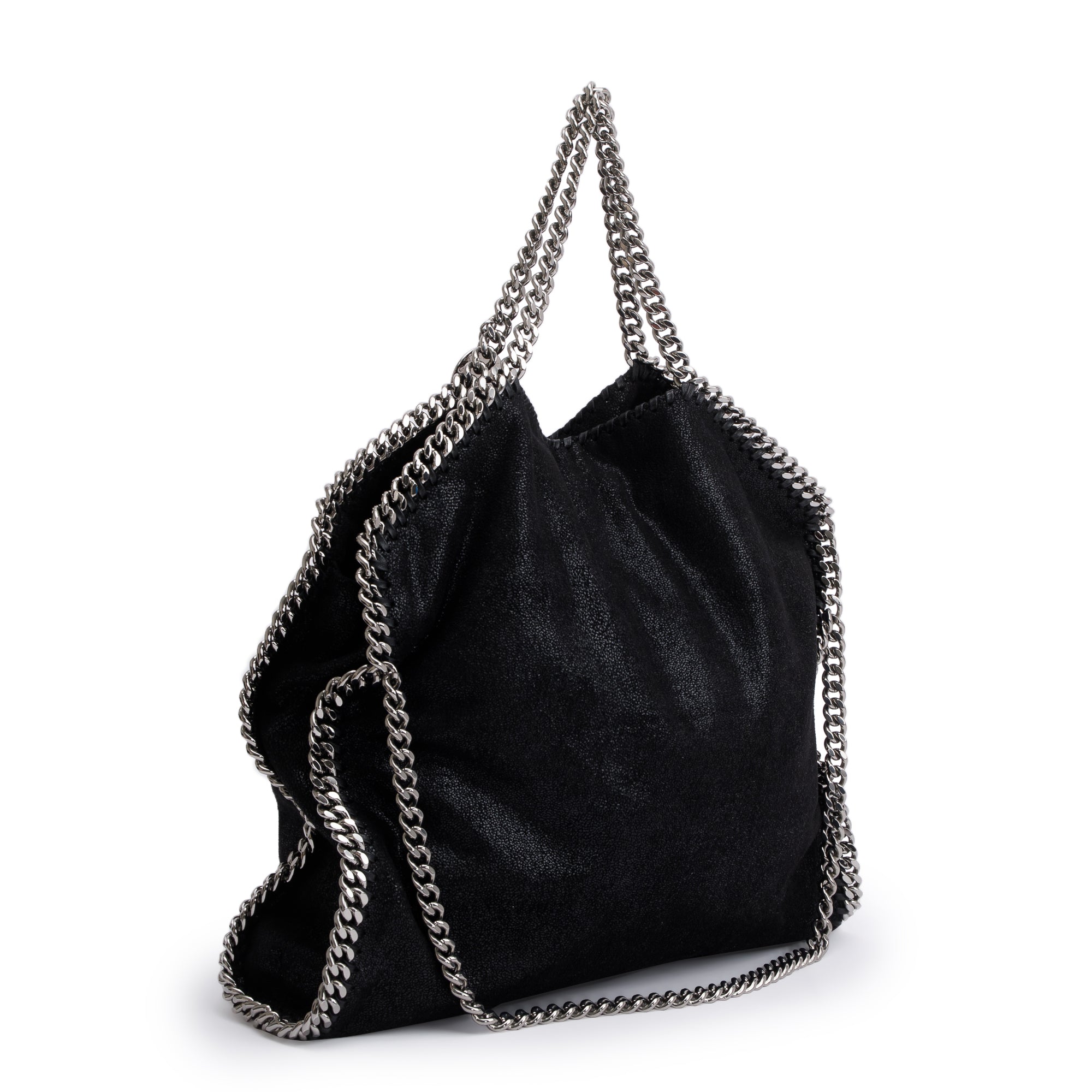 Stella McCartney Black Shaggy Deerskin Falabella Fold-Over Tote
