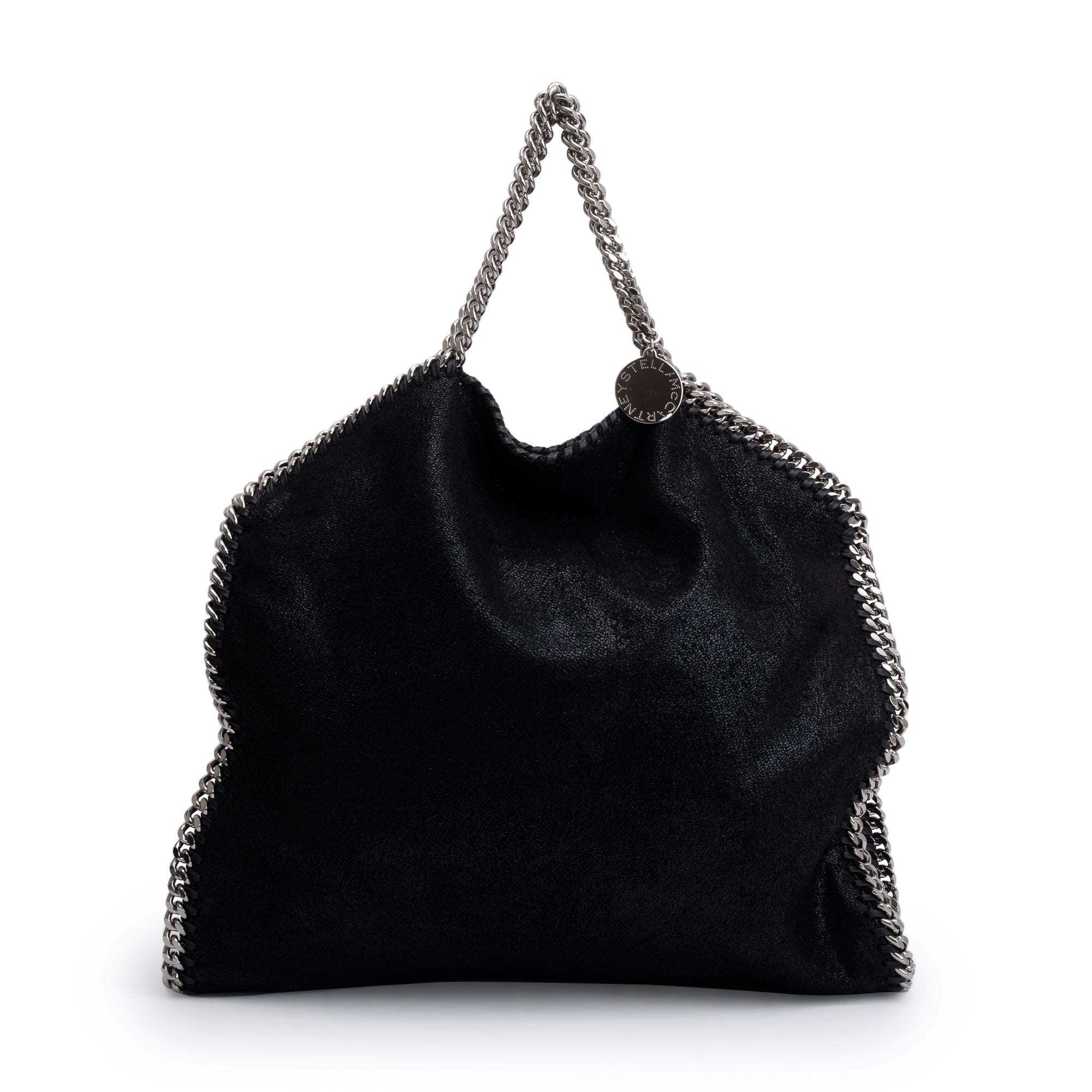 Stella McCartney Black Shaggy Deerskin Falabella Fold-Over Tote