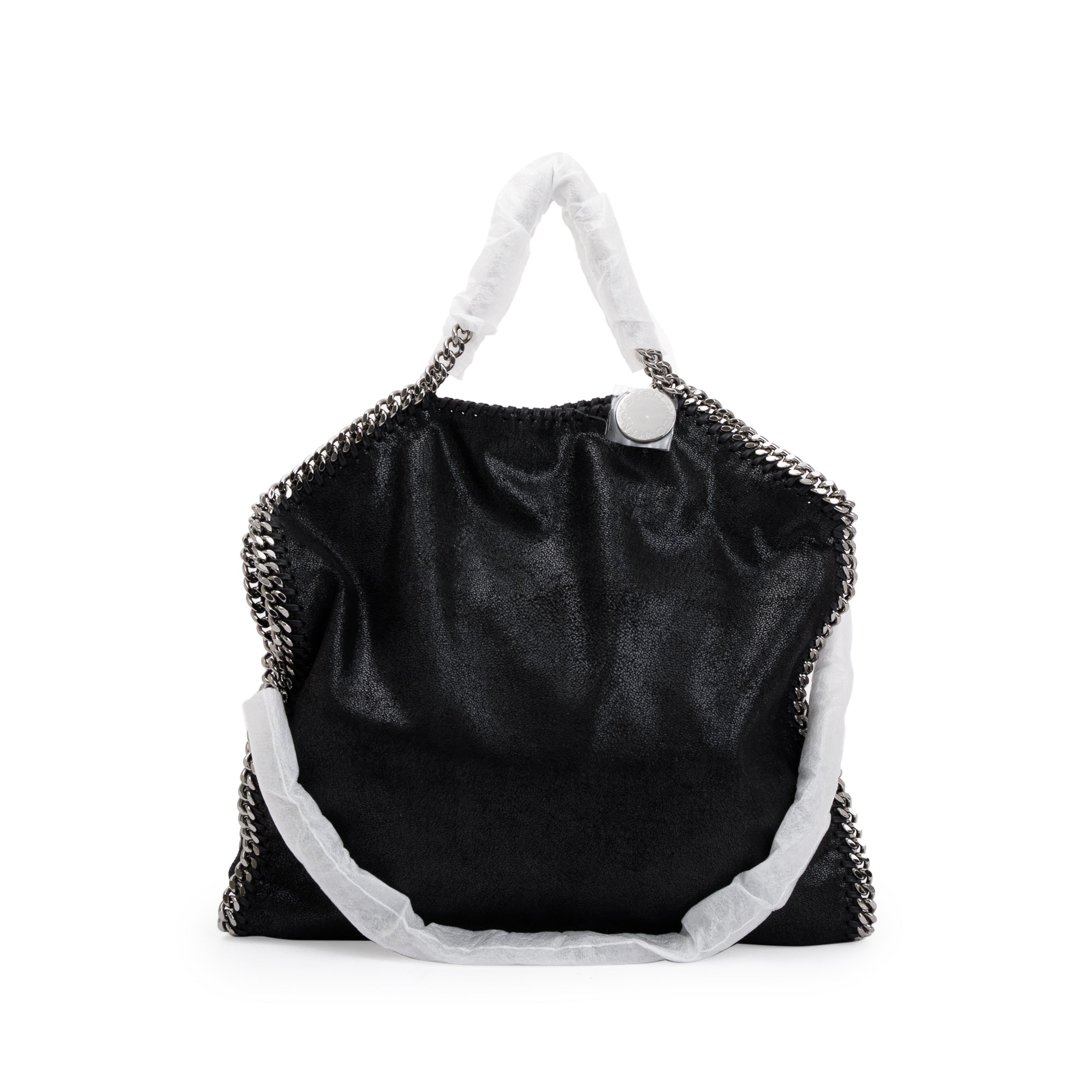 Stella McCartney Black Shaggy Deerskin Falabella Fold-Over Tote