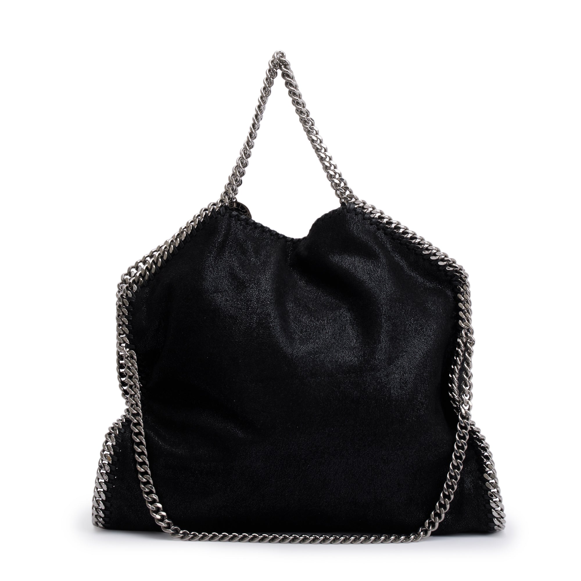 Stella McCartney Black Shaggy Deerskin Falabella Fold-Over Tote