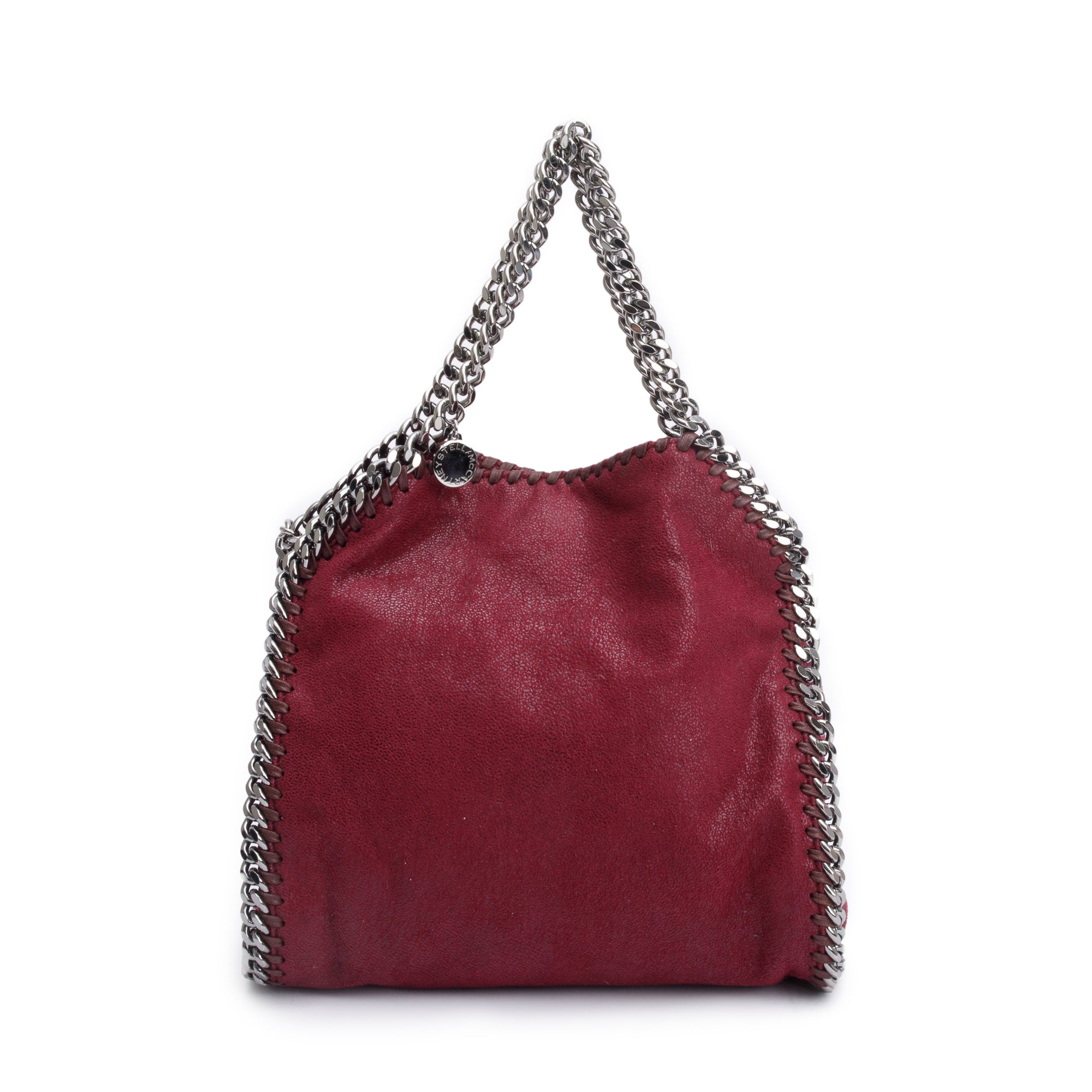 Stella McCartney Burgundy Shaggy Deer Mini Falabella Tote Bag