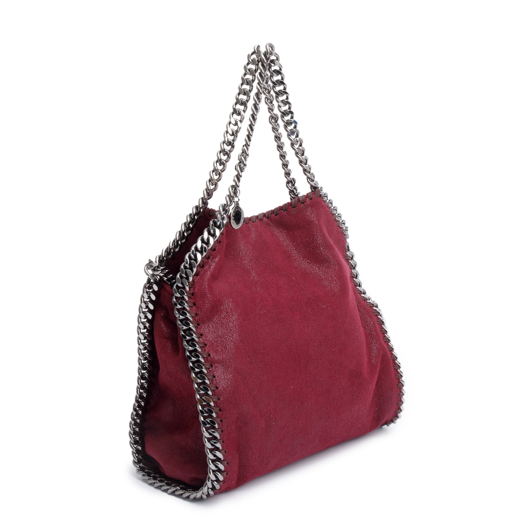 Stella McCartney Burgundy Shaggy Deer Mini Falabella Tote Bag