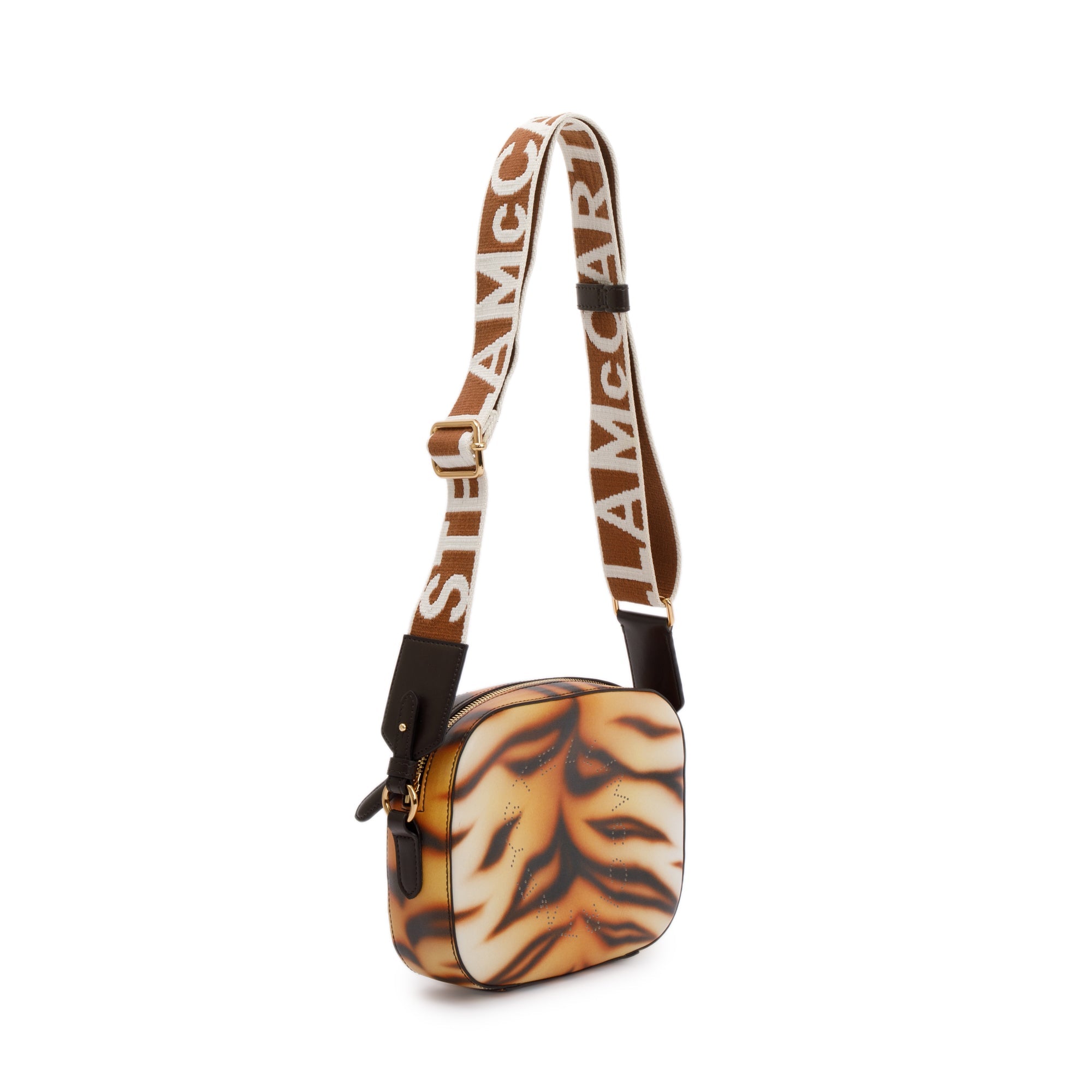 Stella McCartney Eco Tiger-Print Small Camera Crossbody Bag w/ Strap