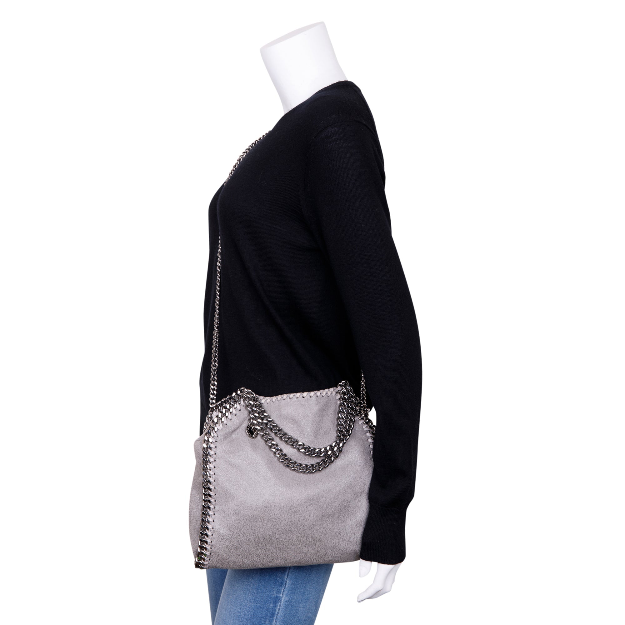 Stella McCartney Grey Shaggy Deer Mini Falabella Tote Bag