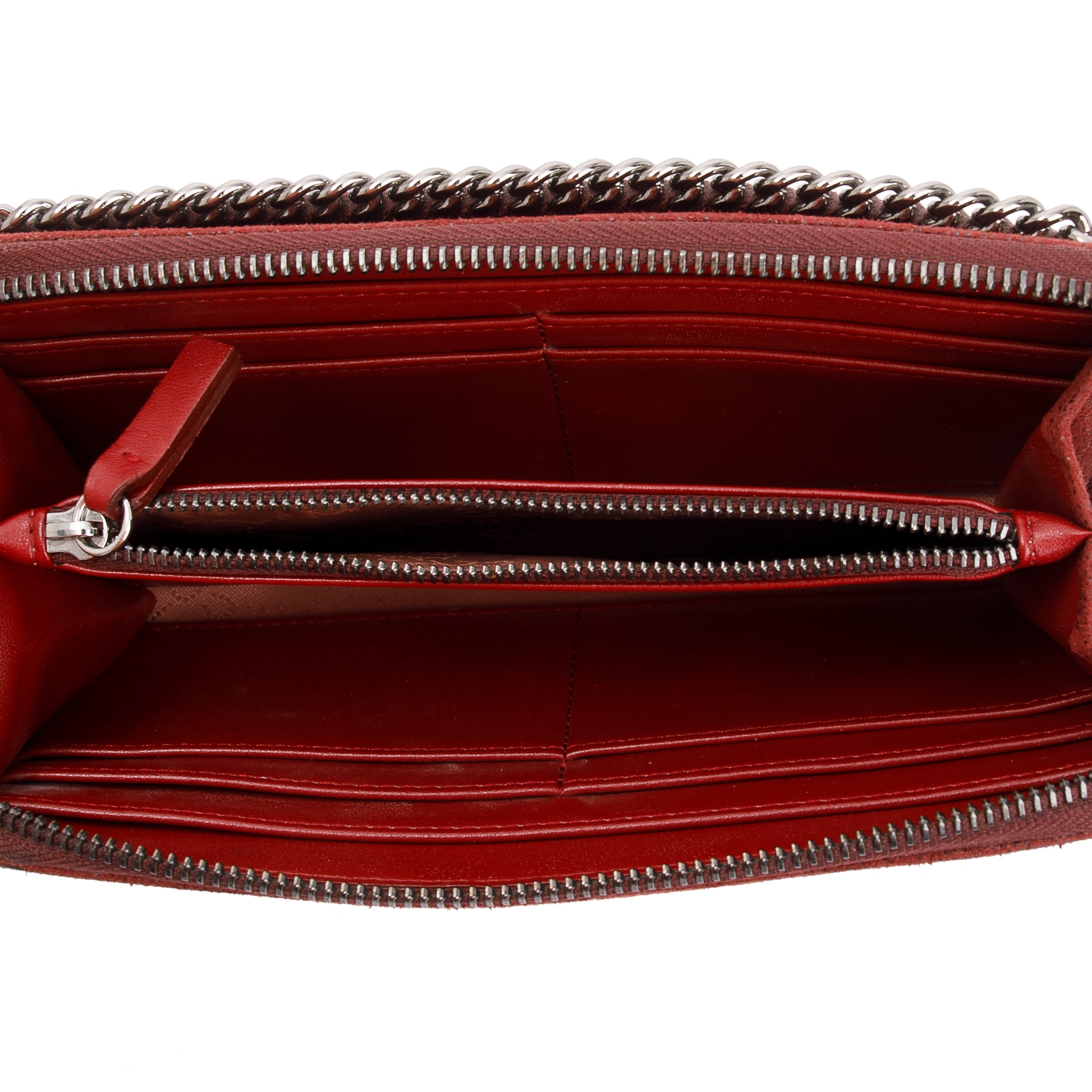 Stella Mccartney Burgundy Vegan Suede Falabella Zip Continental Wallet