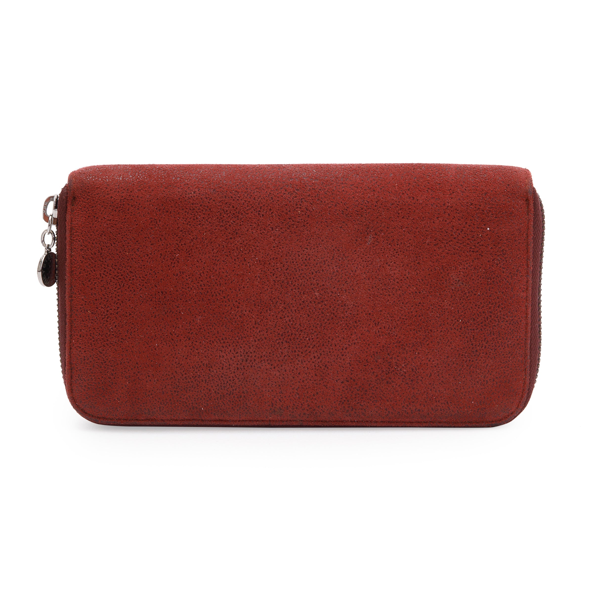 Stella Mccartney Burgundy Vegan Suede Falabella Zip Continental Wallet