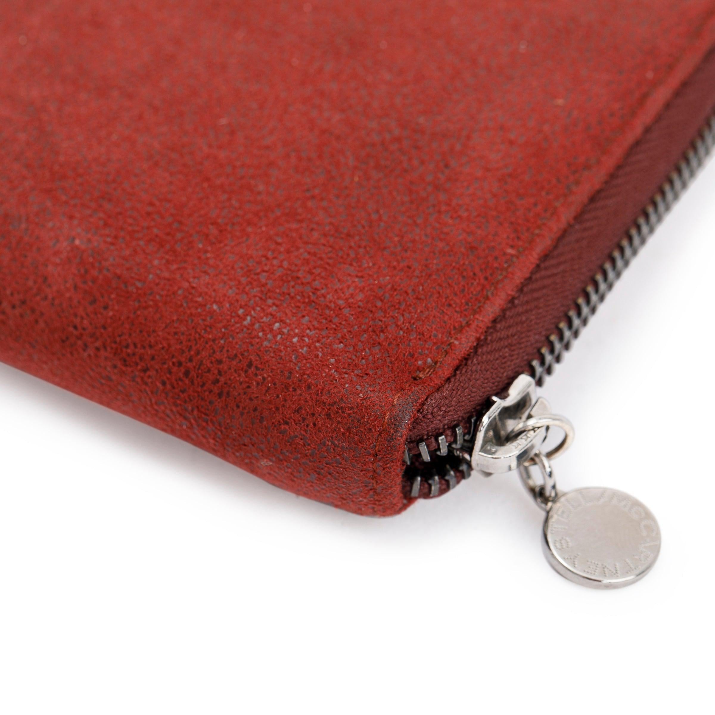 Stella Mccartney Burgundy Vegan Suede Falabella Zip Continental Wallet