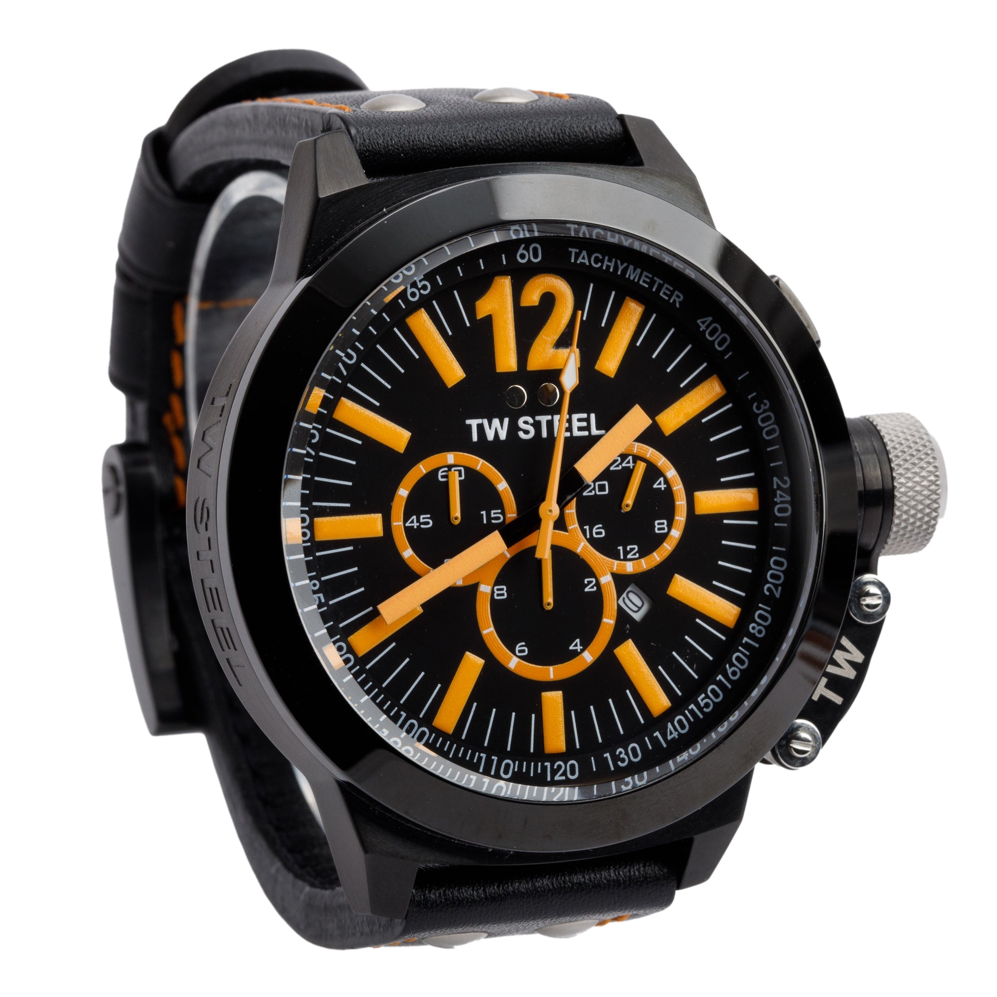 TW Steel Black Ion Plated Stainless Steel CEO Canteen 50 MM Chronograph Quartz Watch