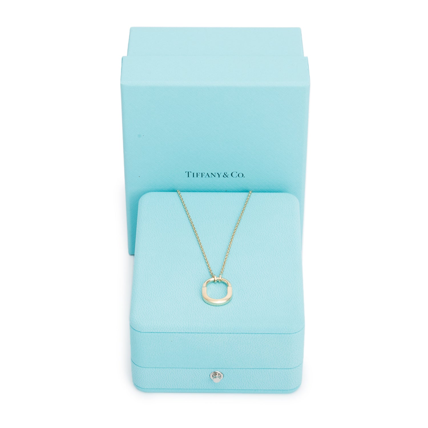 Tiffany & Co. 18k Yellow Gold Small Lock Pendant Necklace w/ Box