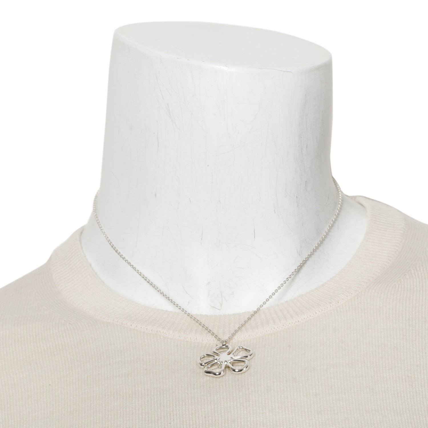 Tiffany & Co. Sterling Silver Open Flower Pendant Necklace