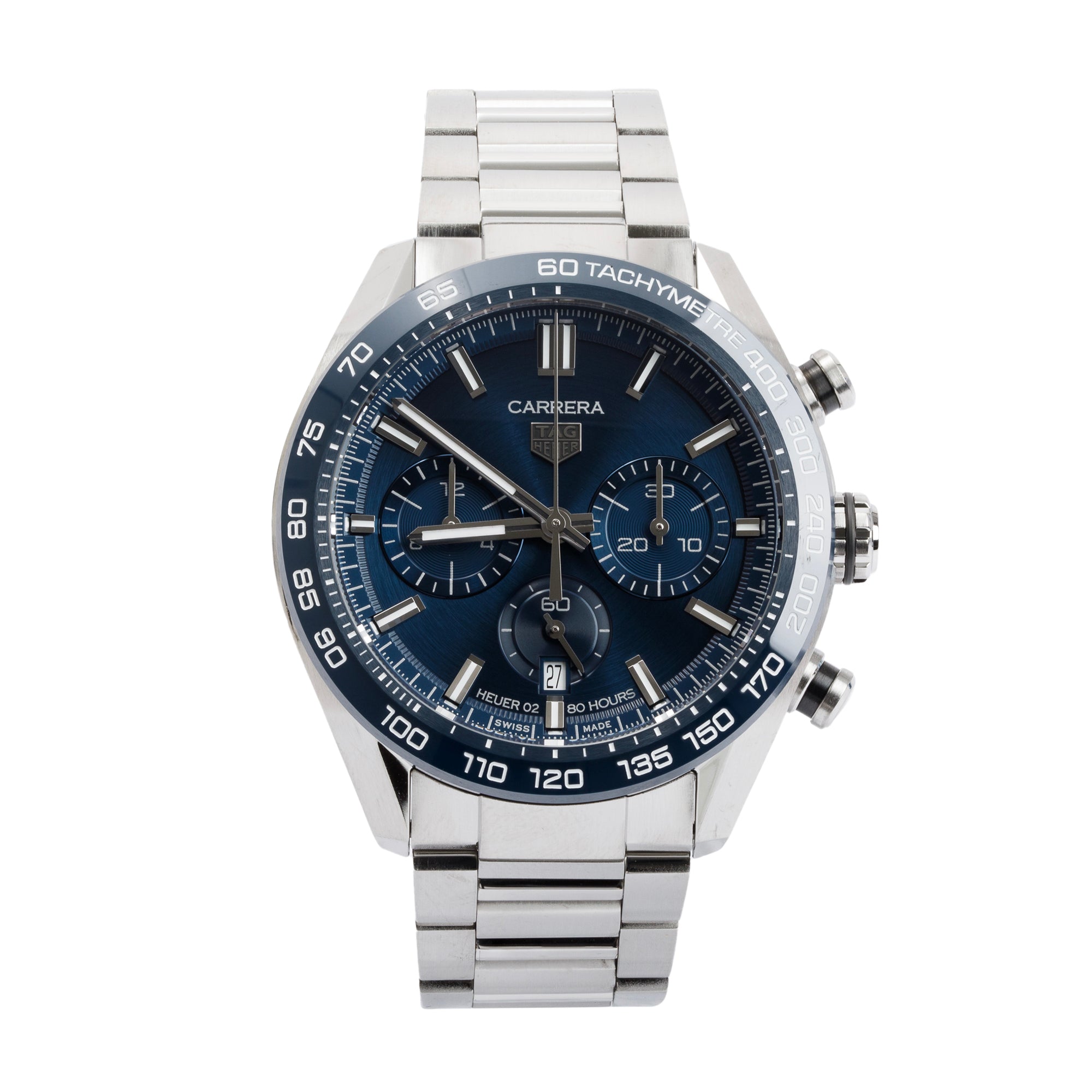Tag Heuer 2020 Stainless Steel & Ceramic Carrera 43 MM Chronograph Automatic Watch w/ Box & Papers