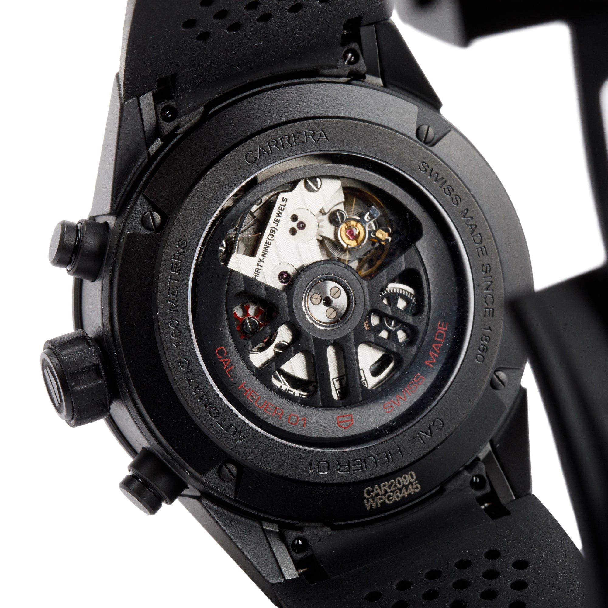 Tag Heuer Black Ceramic Carrera Calibre Heuer 01 43 MM Automatic Chronograph Watch w/ Box & Papers