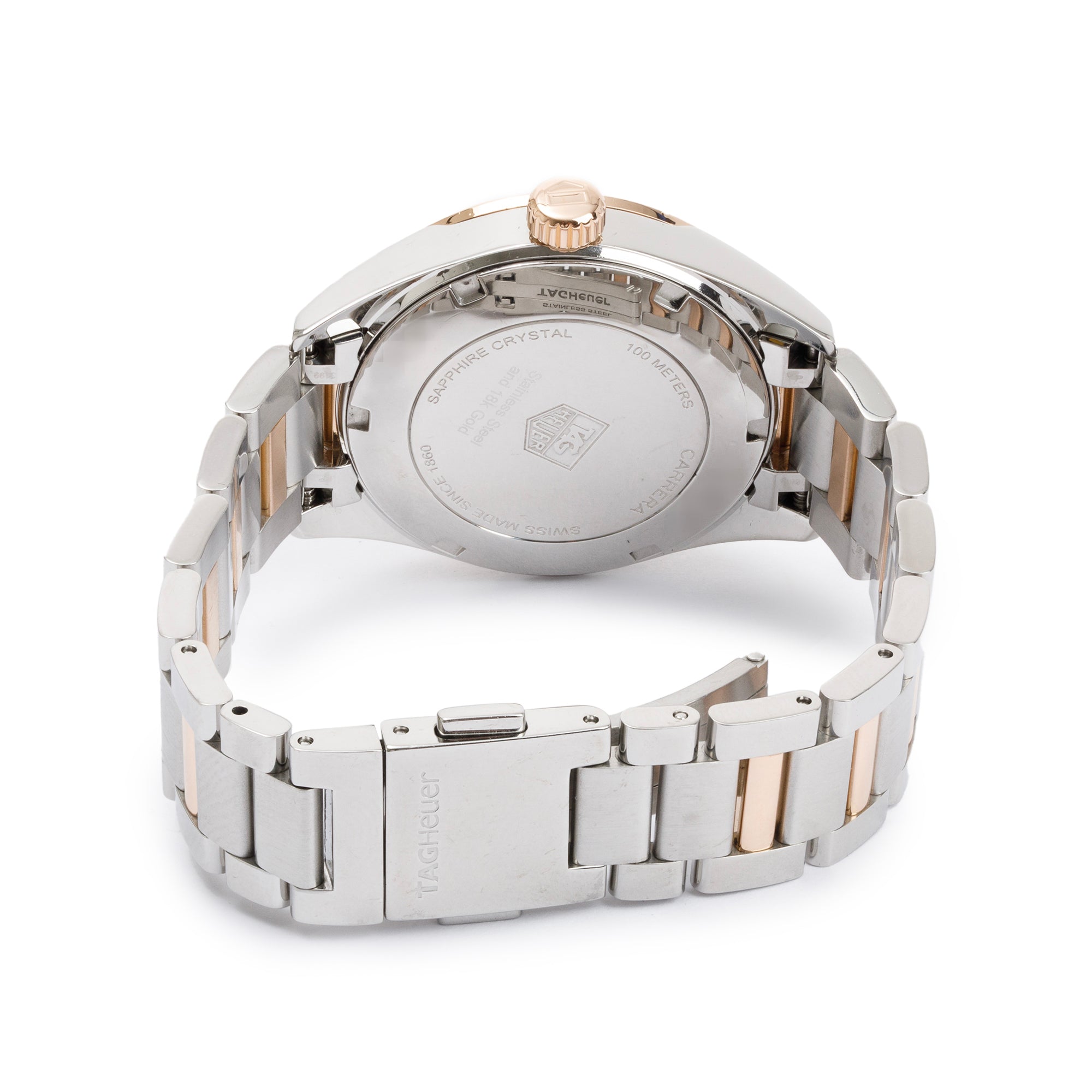 Tag Heuer Stainless Steel & 18k Rose Gold Mother of Pearl Diamond Dial Carrera 32 MM Watch w/ Box