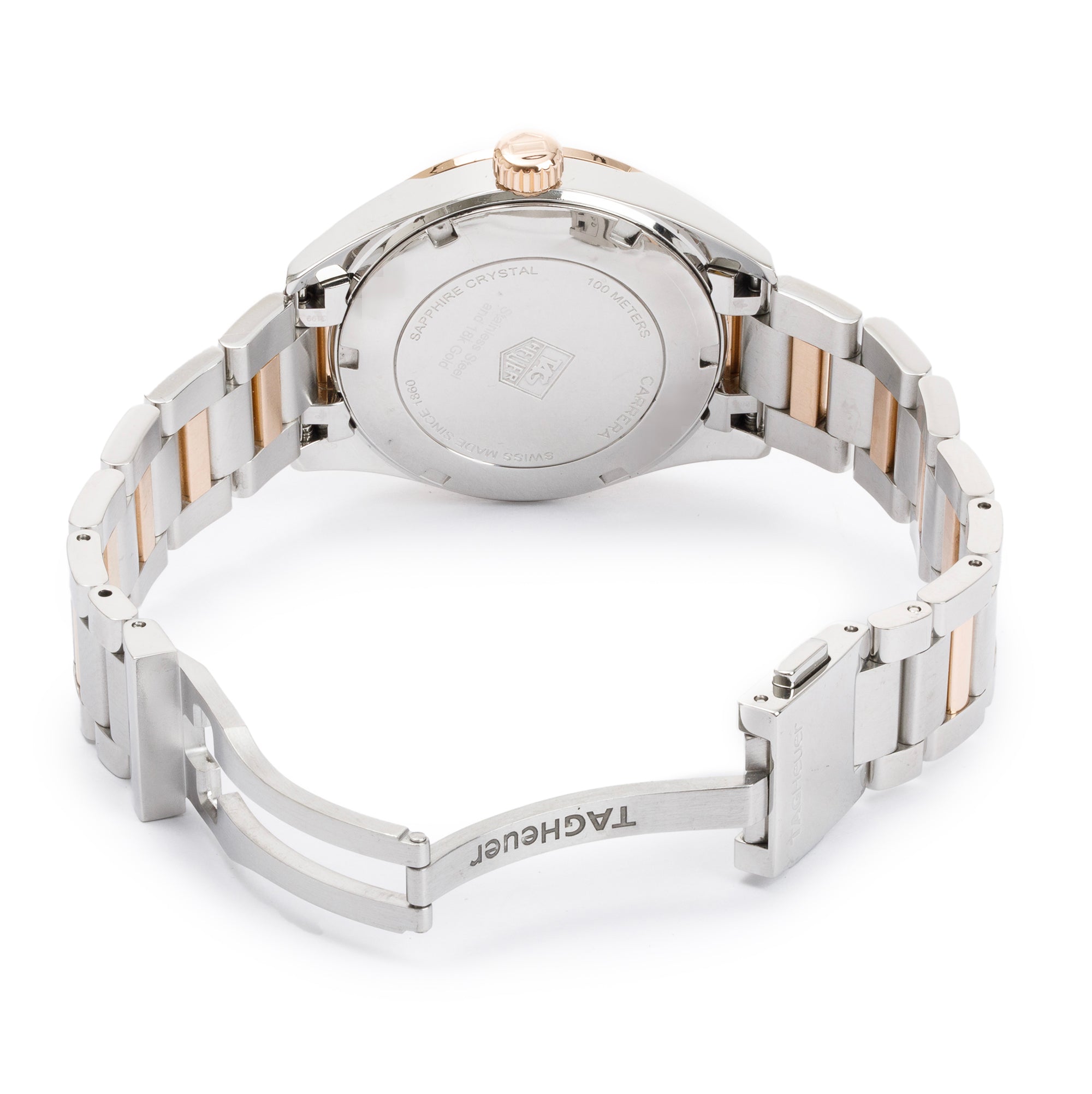 Tag Heuer Stainless Steel & 18k Rose Gold Mother of Pearl Diamond Dial Carrera 32 MM Watch w/ Box