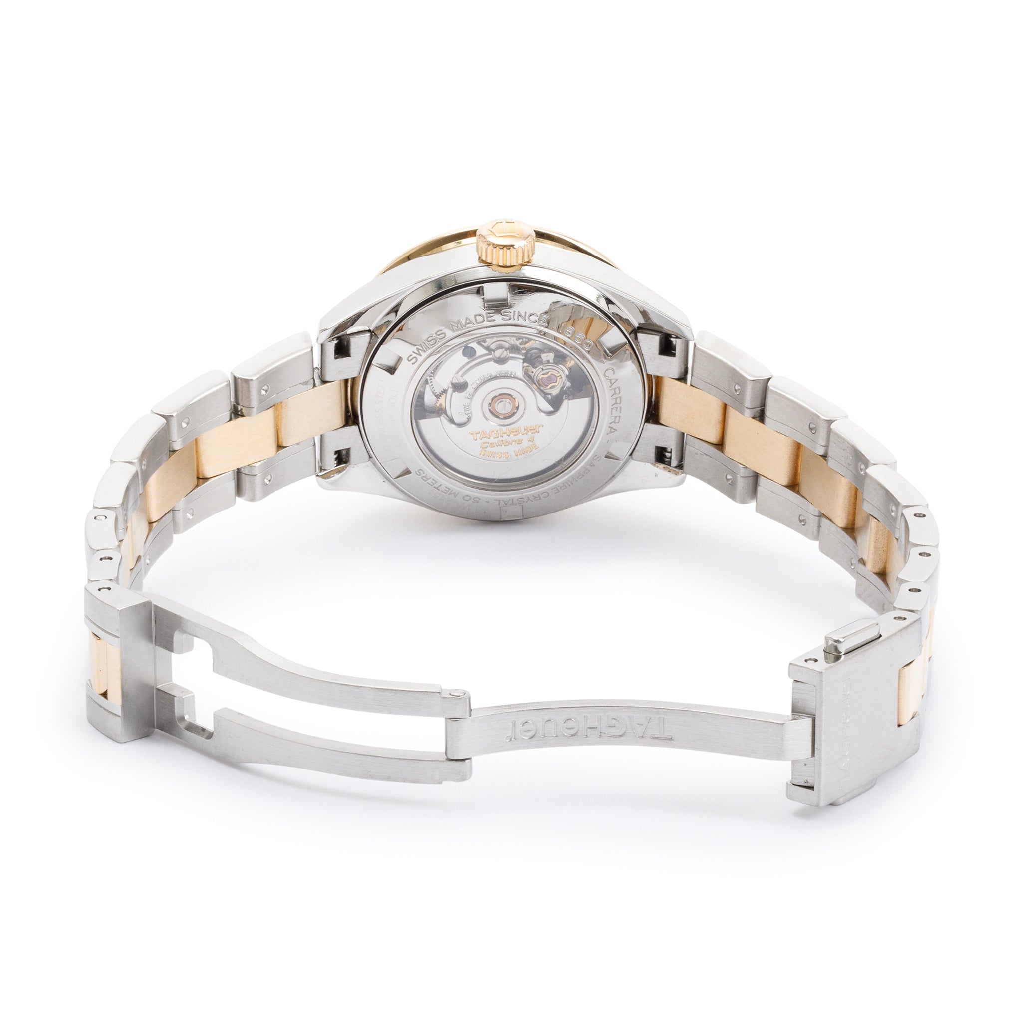 Tag Heuer Stainless Steel & 18k Yellow Gold Diamond Bezel & Dial Carrera 28 MM Automatic Watch