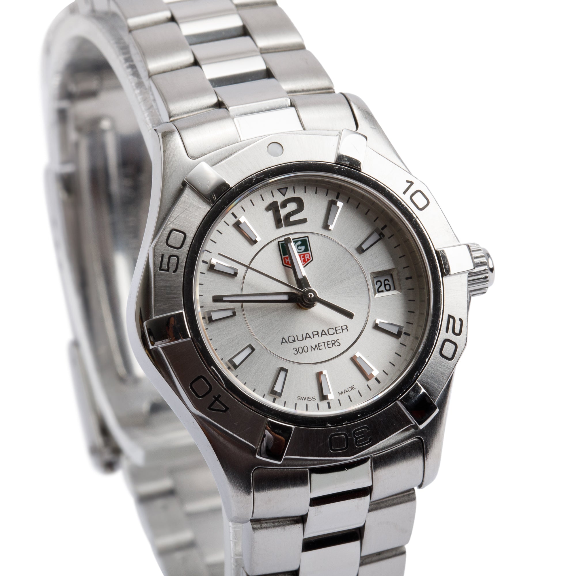 Tag Heuer Stainless Steel Aquaracer 27 MM Watch WAF1412 w/ Box & Papers