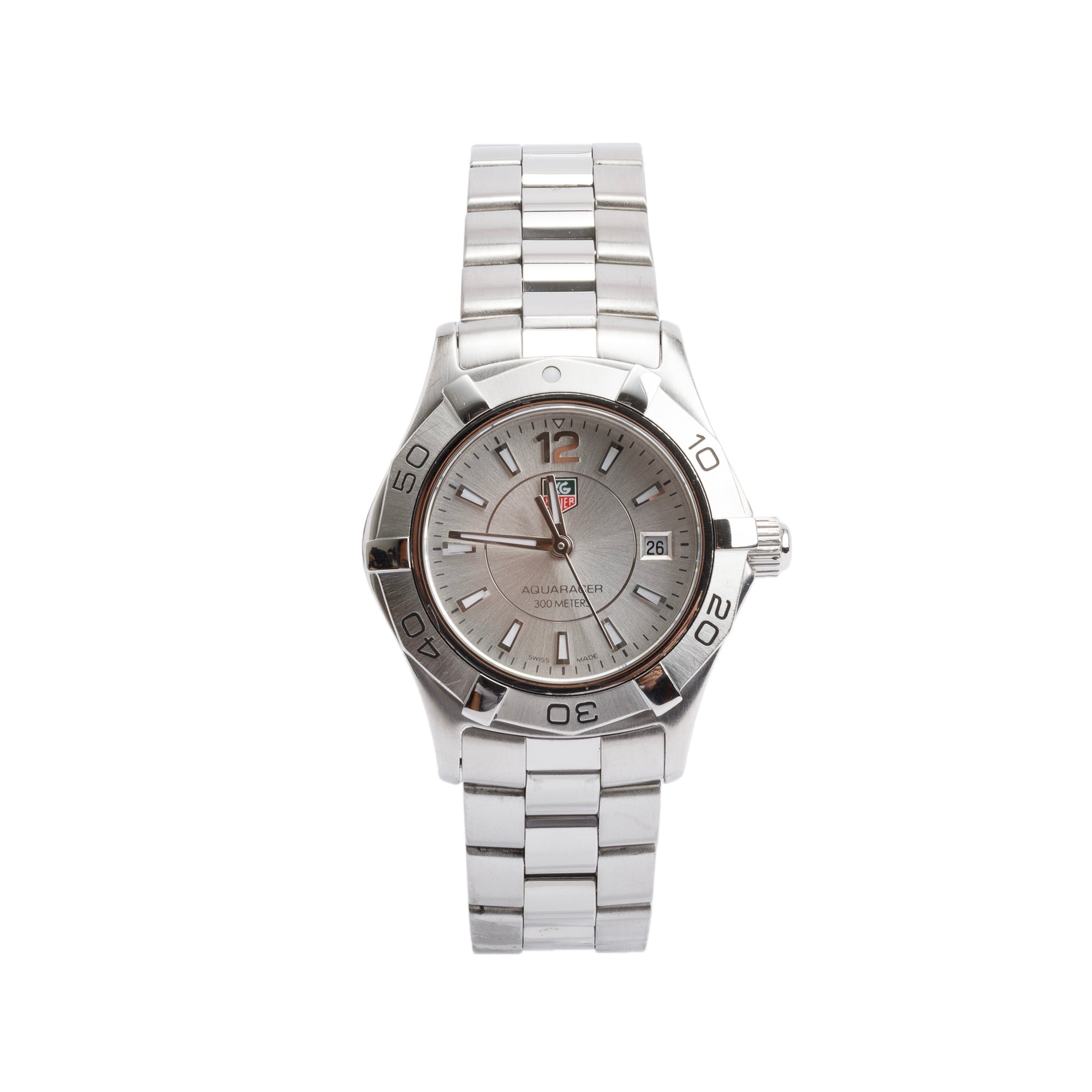 Tag Heuer Stainless Steel Aquaracer 27 MM Watch WAF1412 w/ Box & Papers