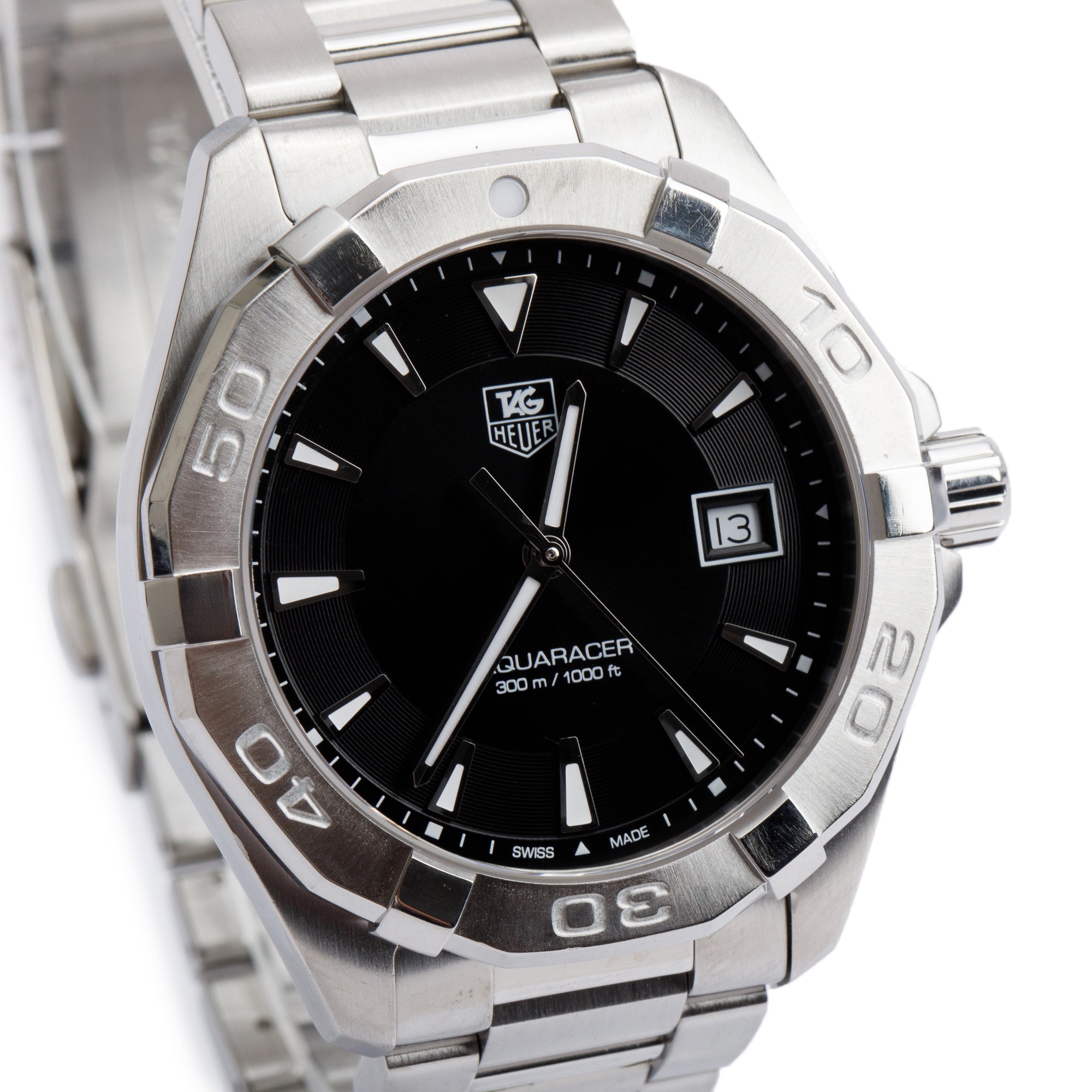 Tag Heuer Stainless Steel Aquaracer 41 MM Quartz Watch WAY1110 w/ Box & Papers