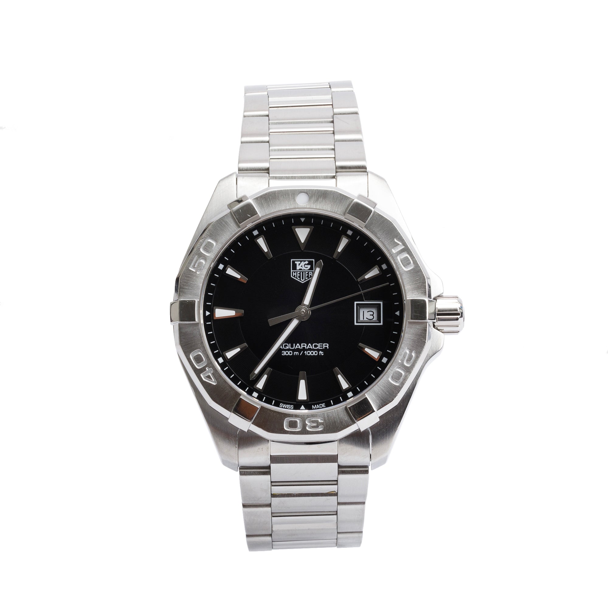 Tag Heuer Stainless Steel Aquaracer 41 MM Quartz Watch WAY1110 w/ Box & Papers