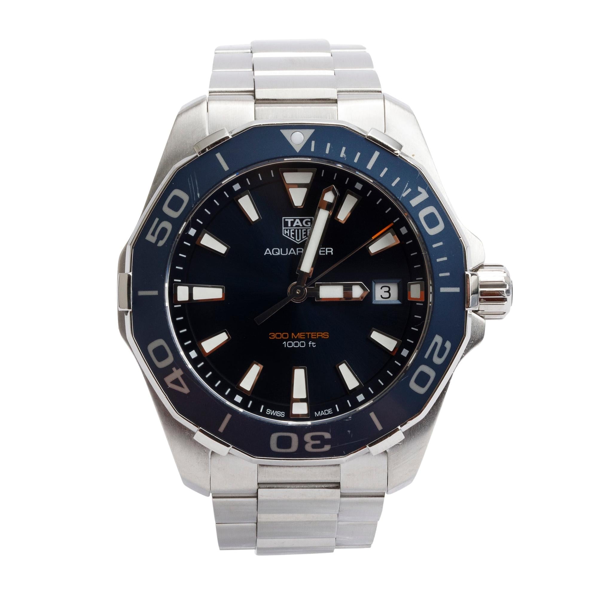 Tag Heuer Stainless Steel Aquaracer 41 MM Watch WAY111C