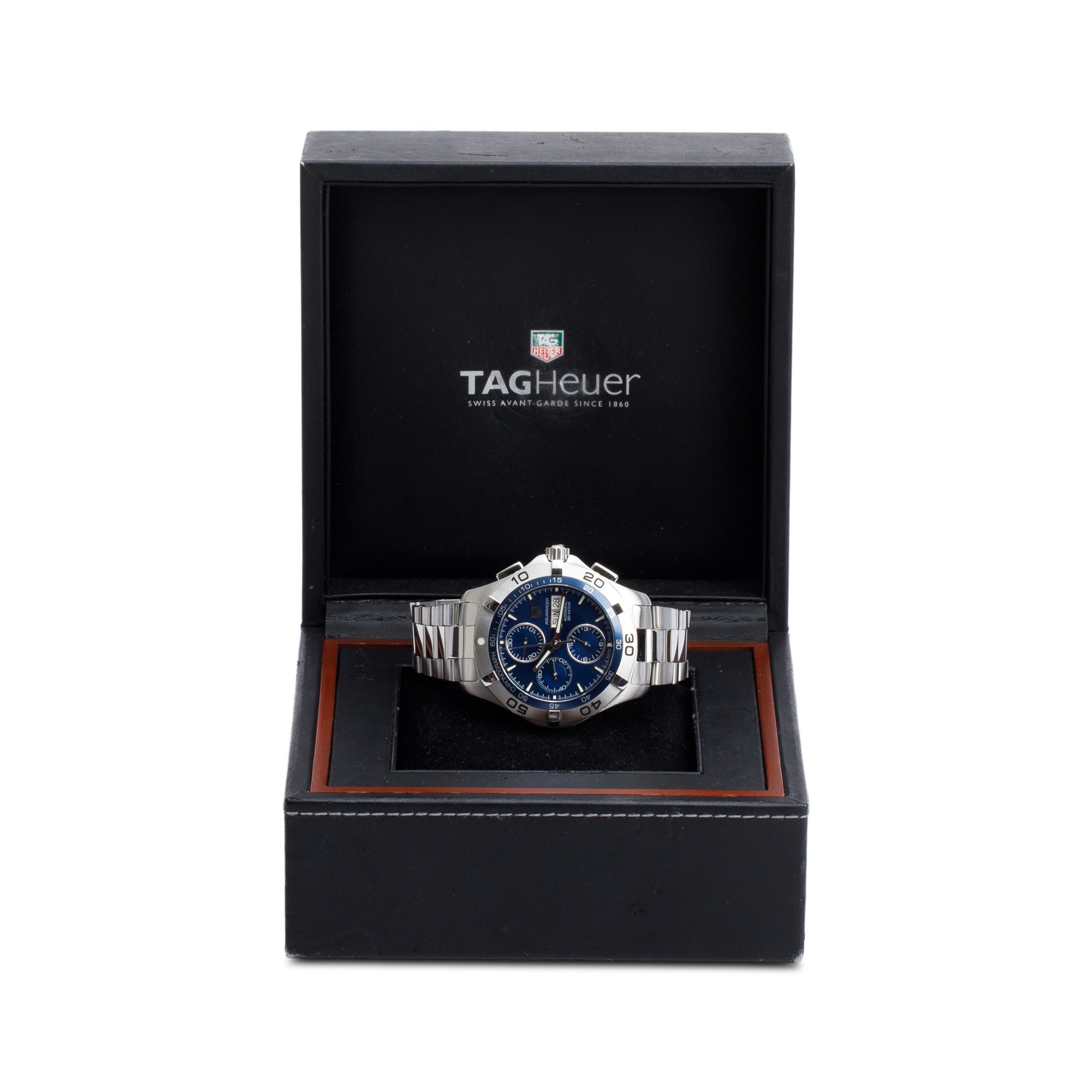 Tag Heuer Stainless Steel Aquaracer 43 MM Chronograph Automatic Watch Blue Dial CAF2012 w/ Box