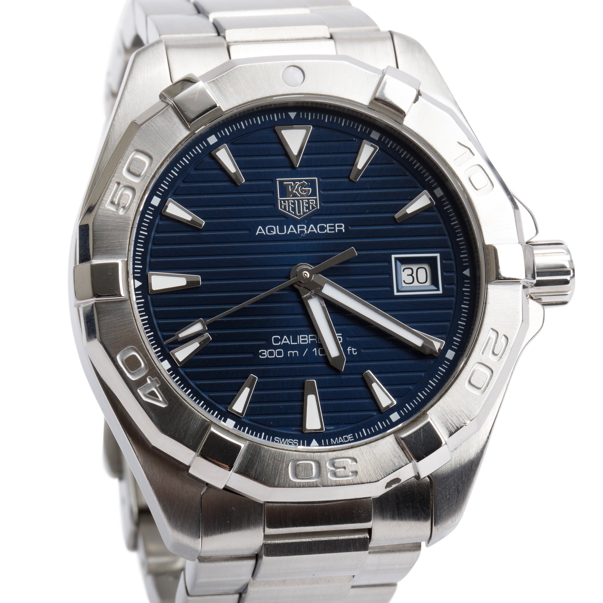 Tag Heuer Stainless Steel Aquaracer Blue Dial 40.5 MM Calibre 5 Automatic Watch WAY2112-0