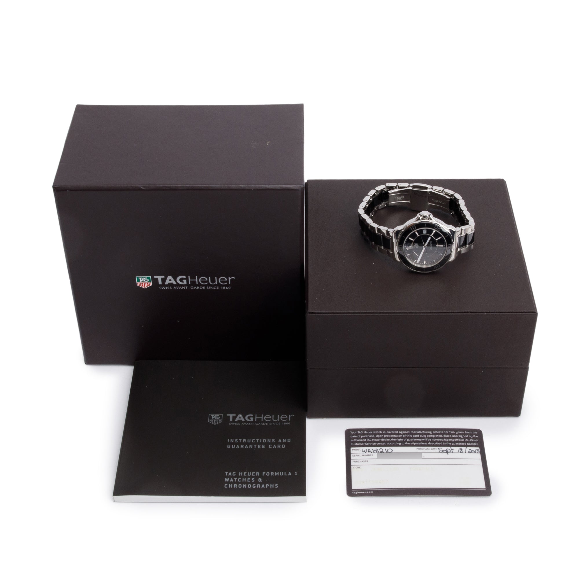 Tag Heuer Stainless Steel & Black Ceramic Formula 1 37 MM Watch WAH1210 w/ Box & Papers